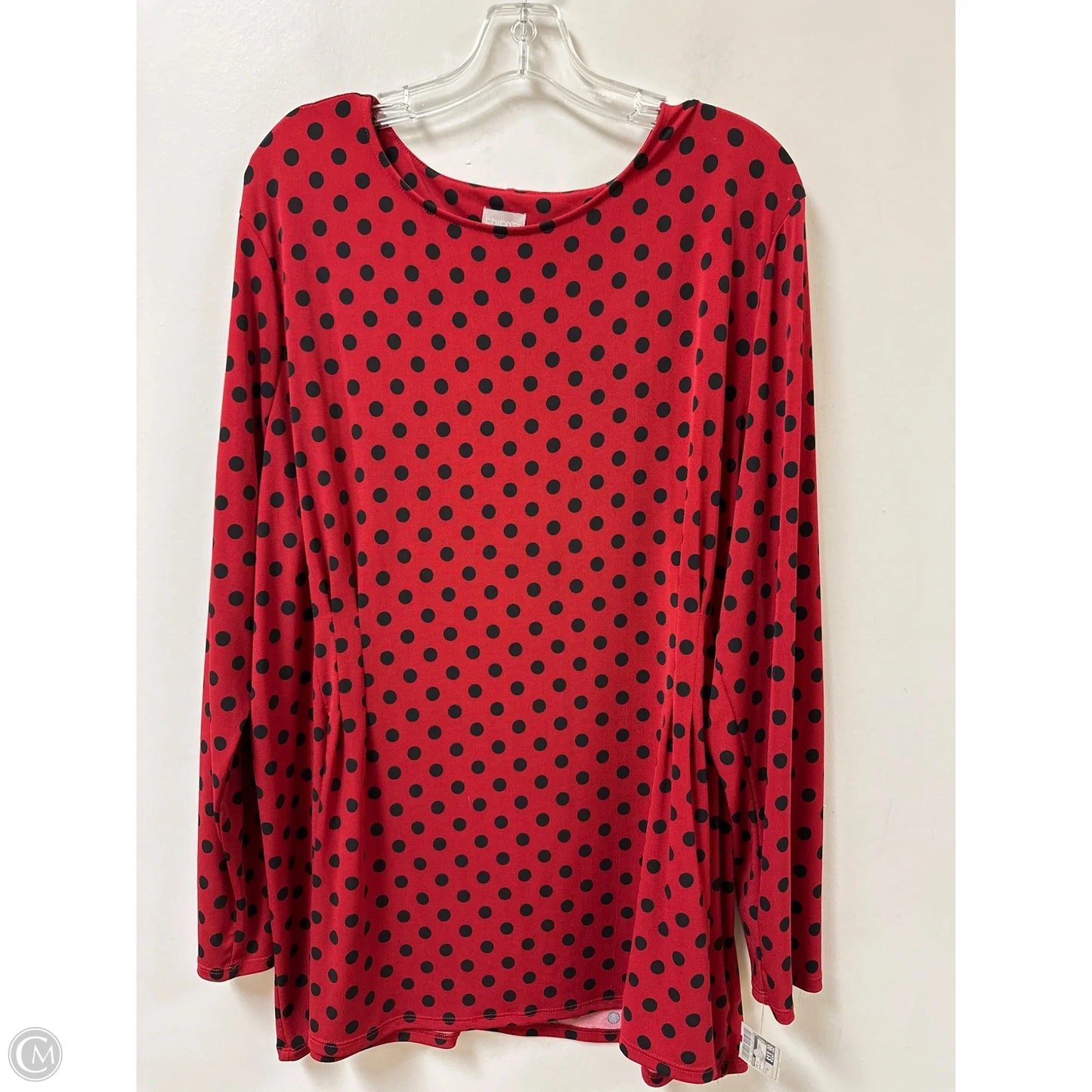 Top Long Sleeve By Chicos In Black & Red, Size: 1x