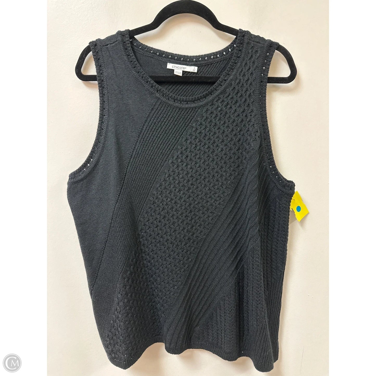 Top Sleeveless By Chicos In Black, Size: 1x