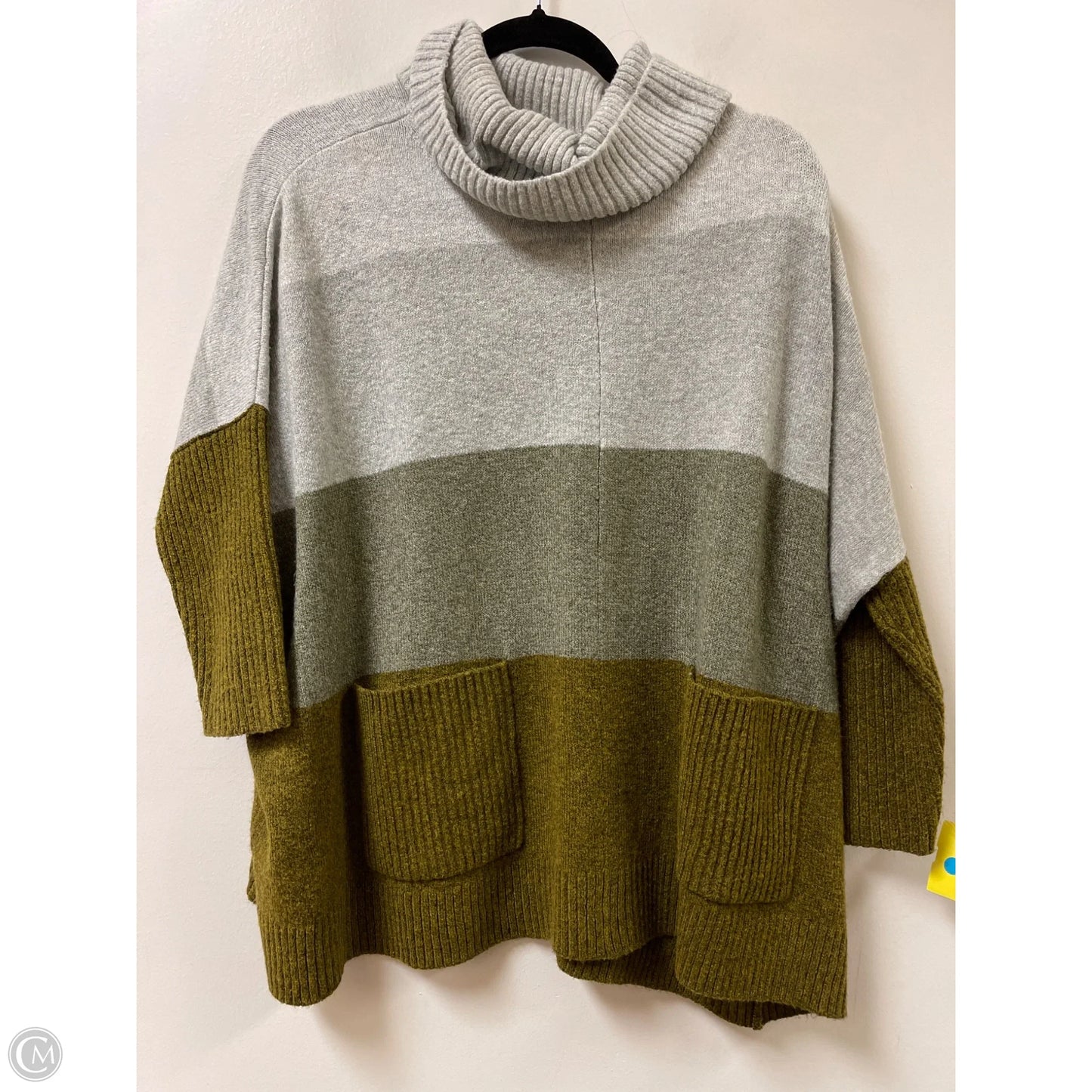 Sweater By Loft In Green & Grey, Size: M