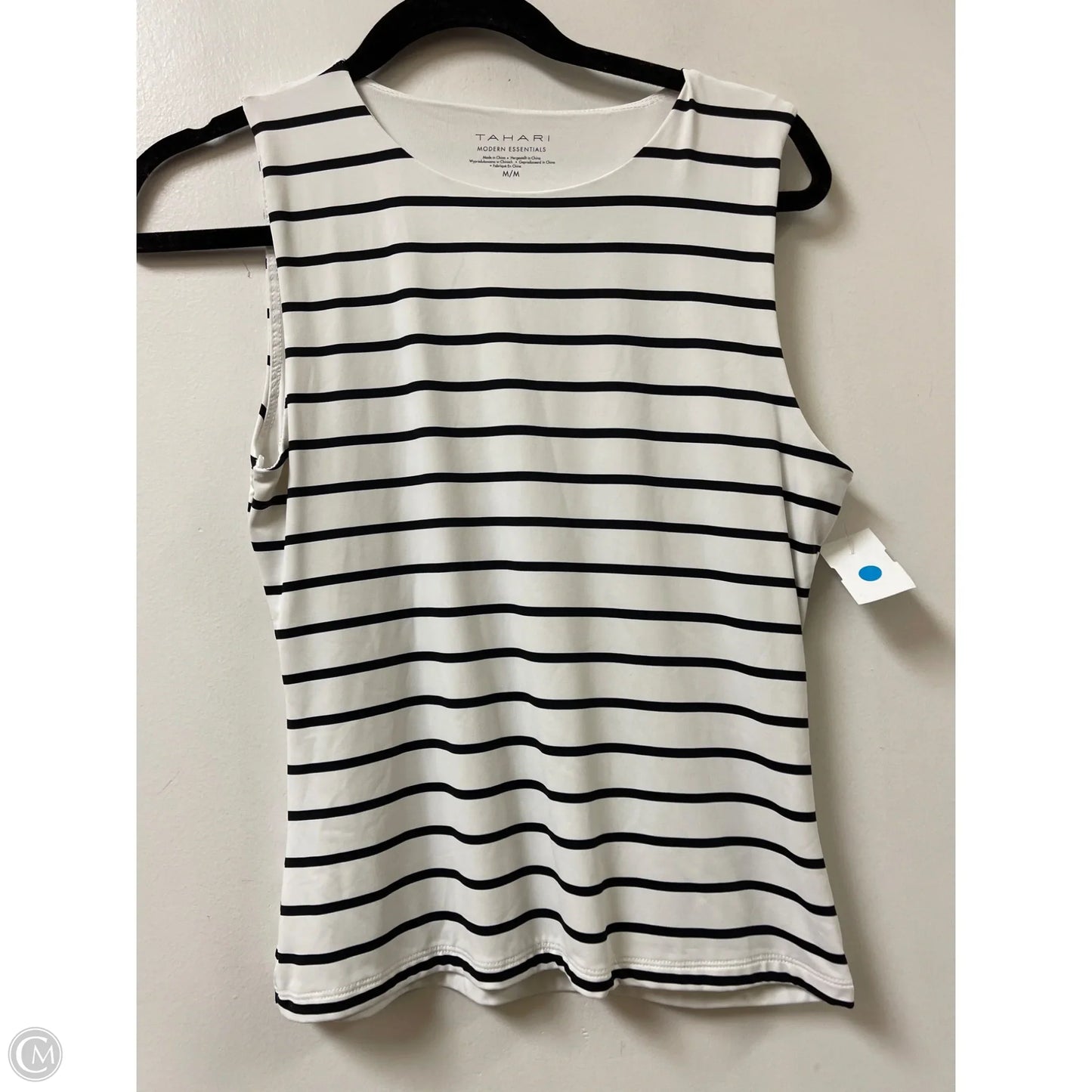 Top Sleeveless By Tahari In Striped Pattern, Size: M