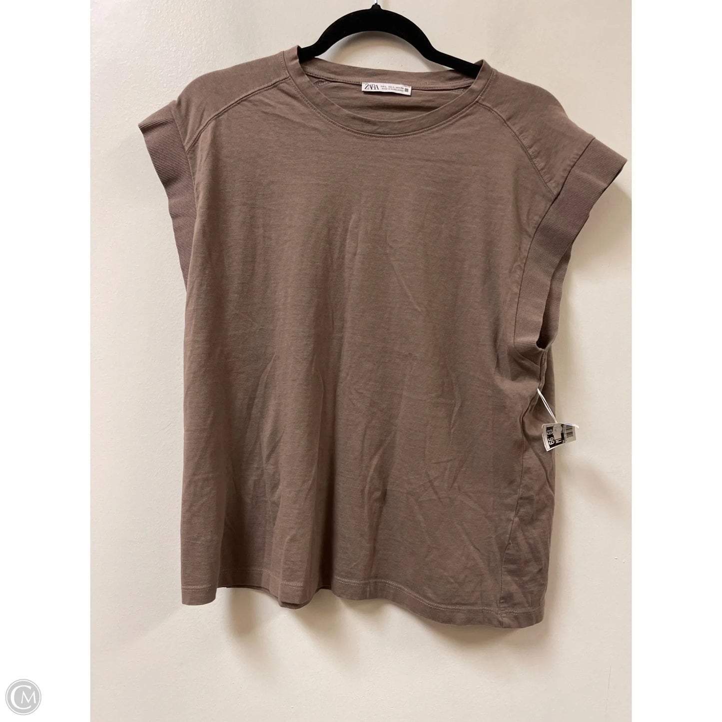 Top Short Sleeve By Zara In Brown, Size: L