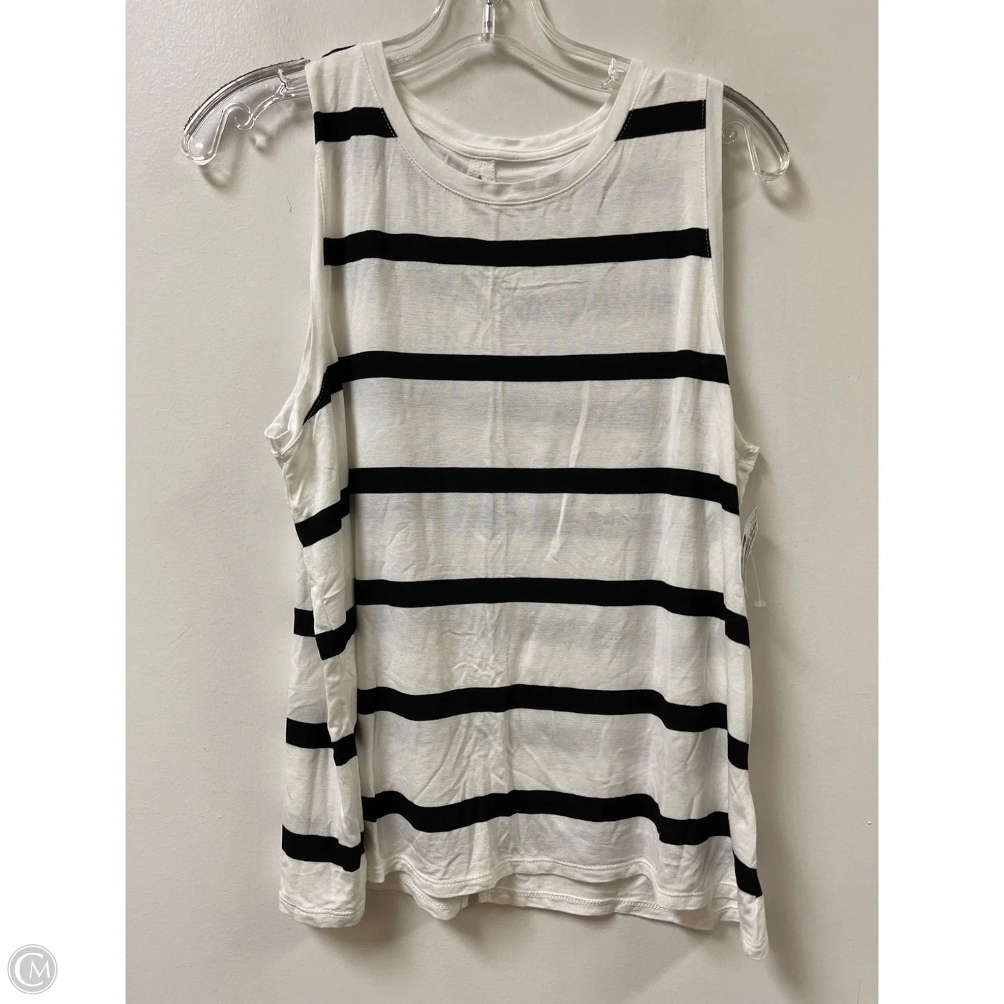 Top Sleeveless By Halogen In Striped Pattern, Size: L