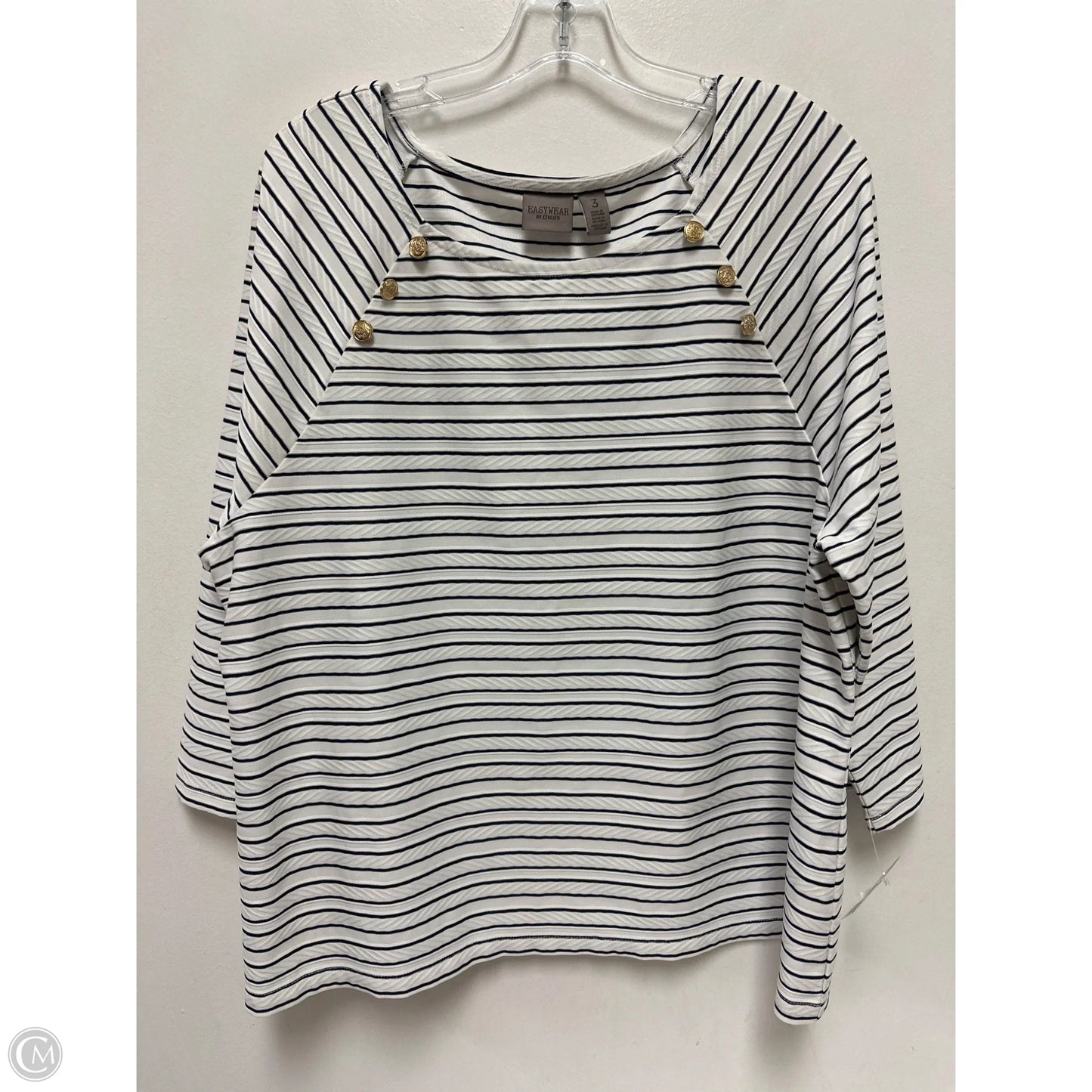 Top Long Sleeve By Chicos In Striped Pattern, Size: Xl