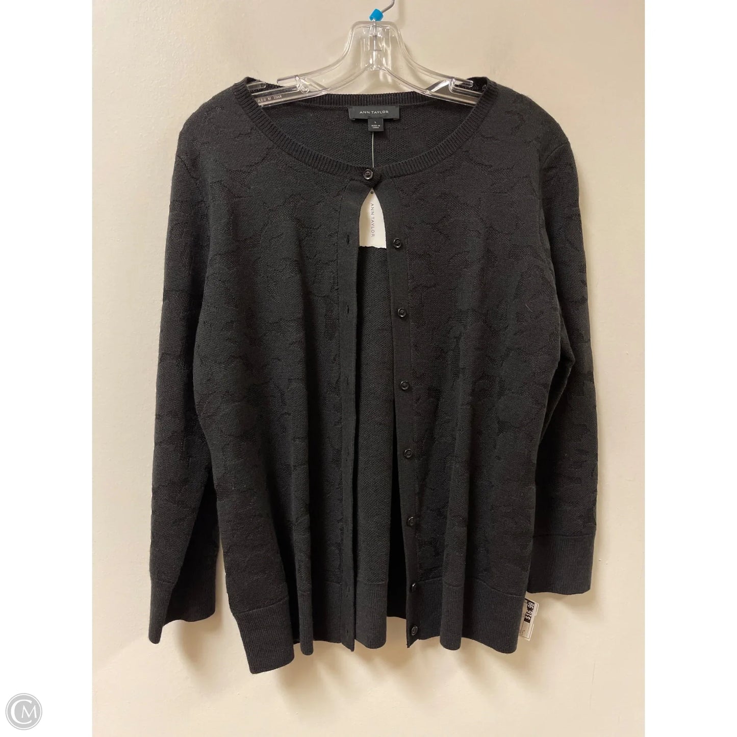 Sweater Cardigan By Ann Taylor In Black, Size: L