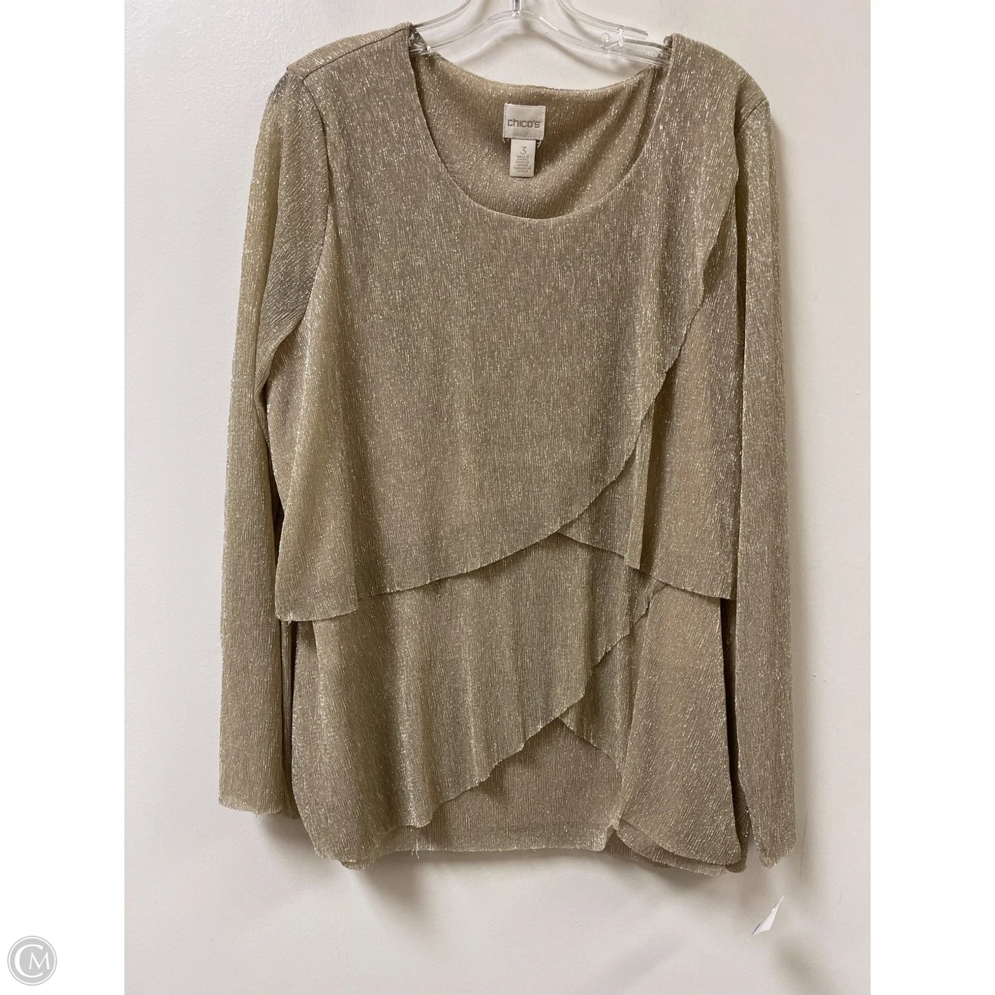 Top Long Sleeve By Chicos In Gold, Size: Xl