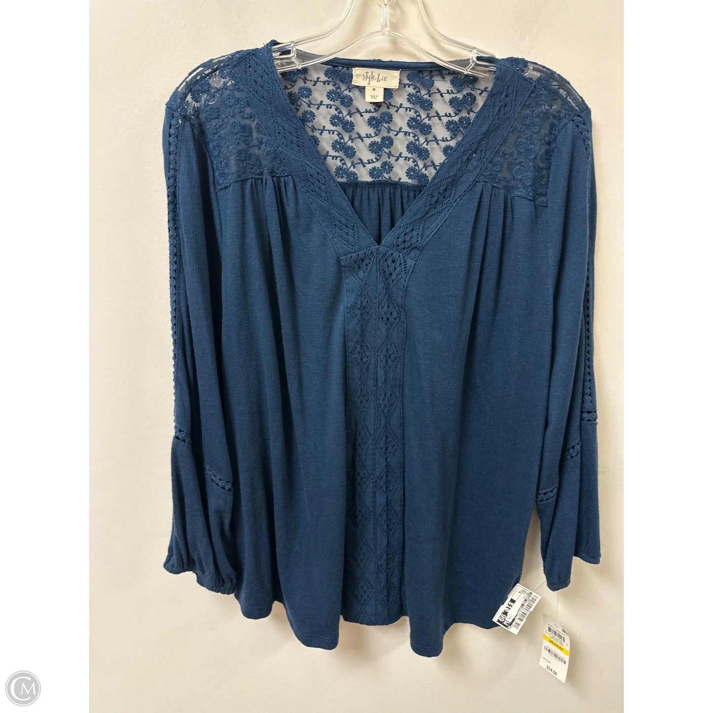 Top Long Sleeve By Style And Company In Navy, Size: M