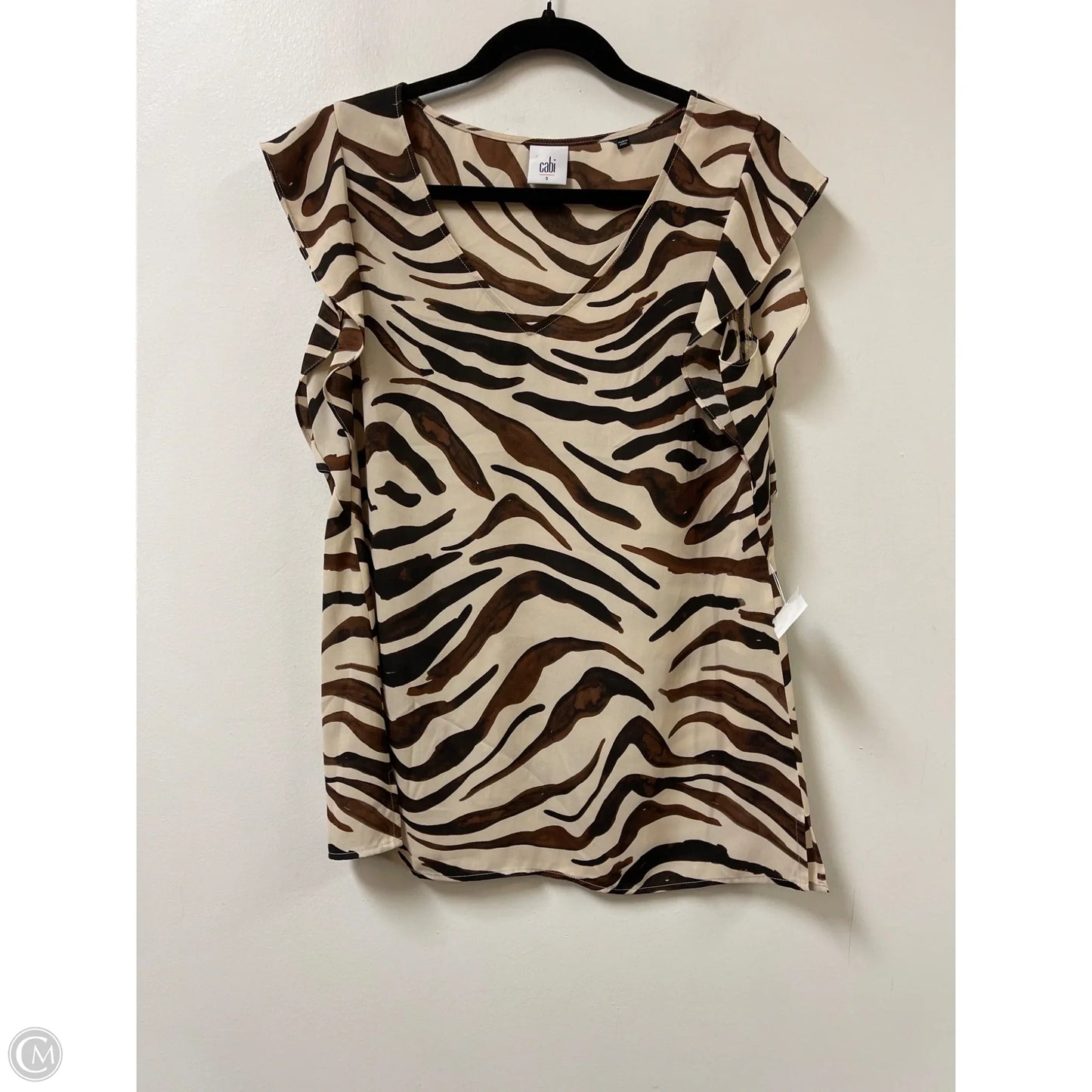 Top Sleeveless By Cabi In Brown & Cream, Size: S