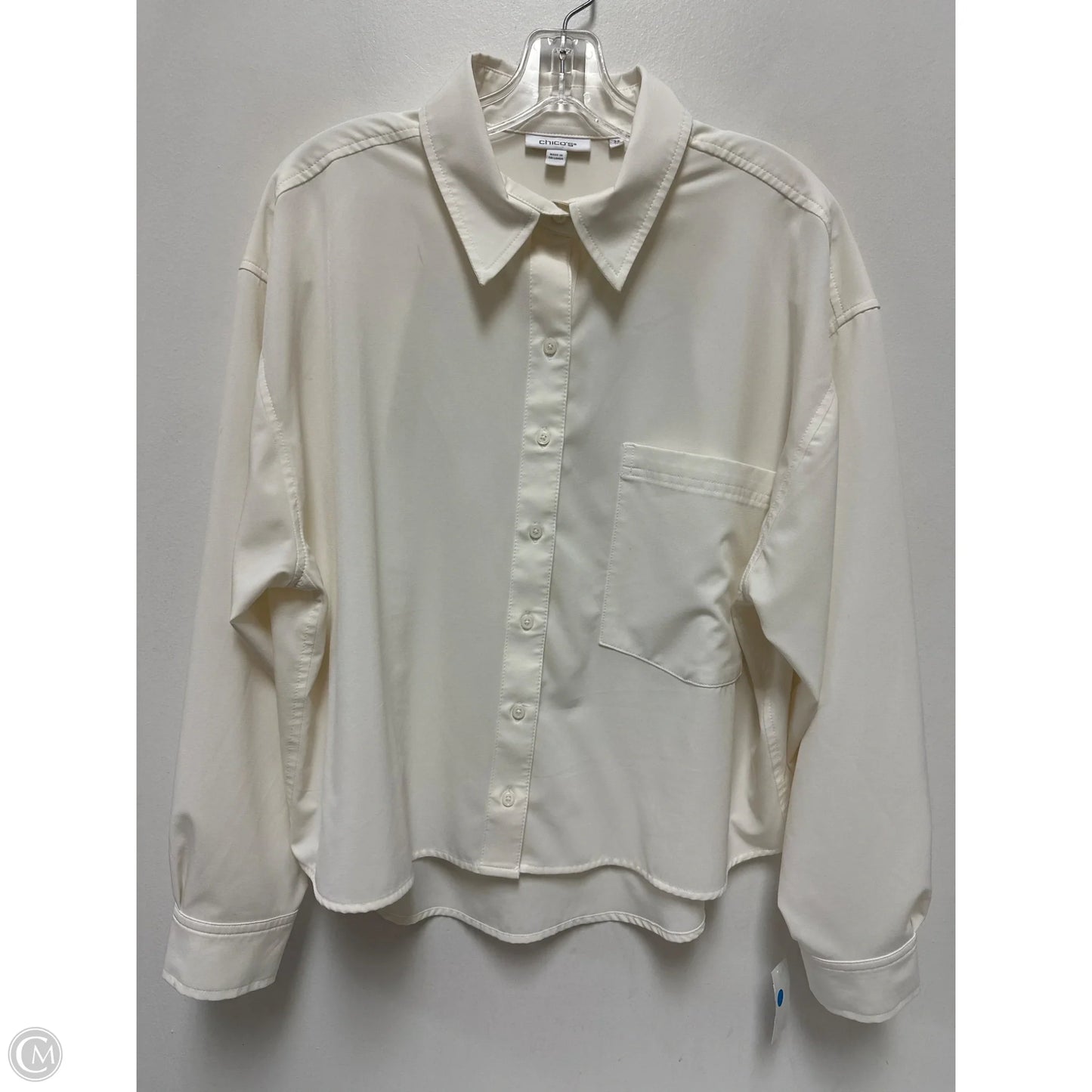 Blouse Long Sleeve By Chicos In White, Size: L