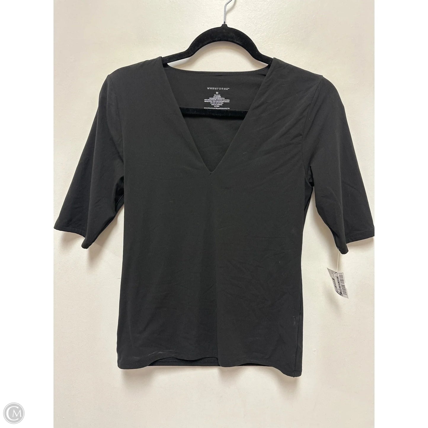 Top Short Sleeve By White House Black Market In Black, Size: M