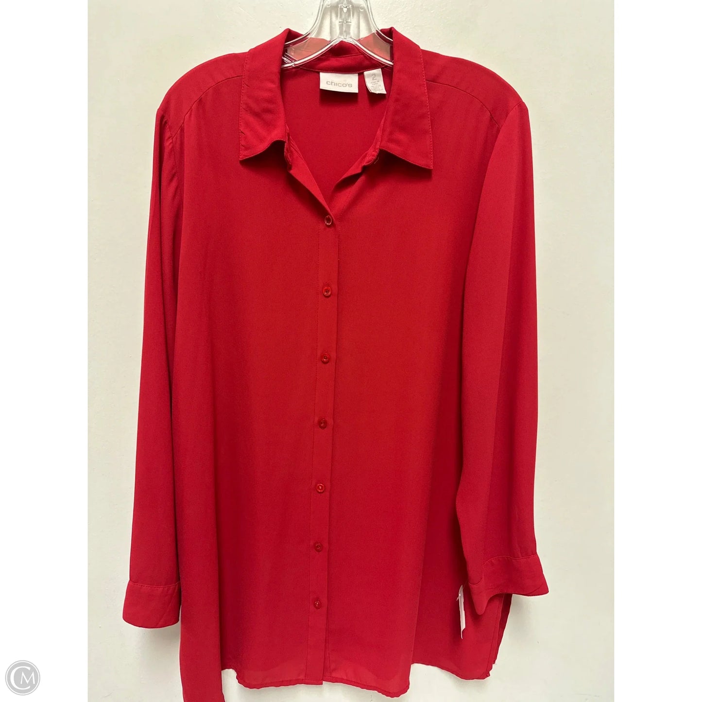 Blouse Long Sleeve By Chicos In Red, Size: L
