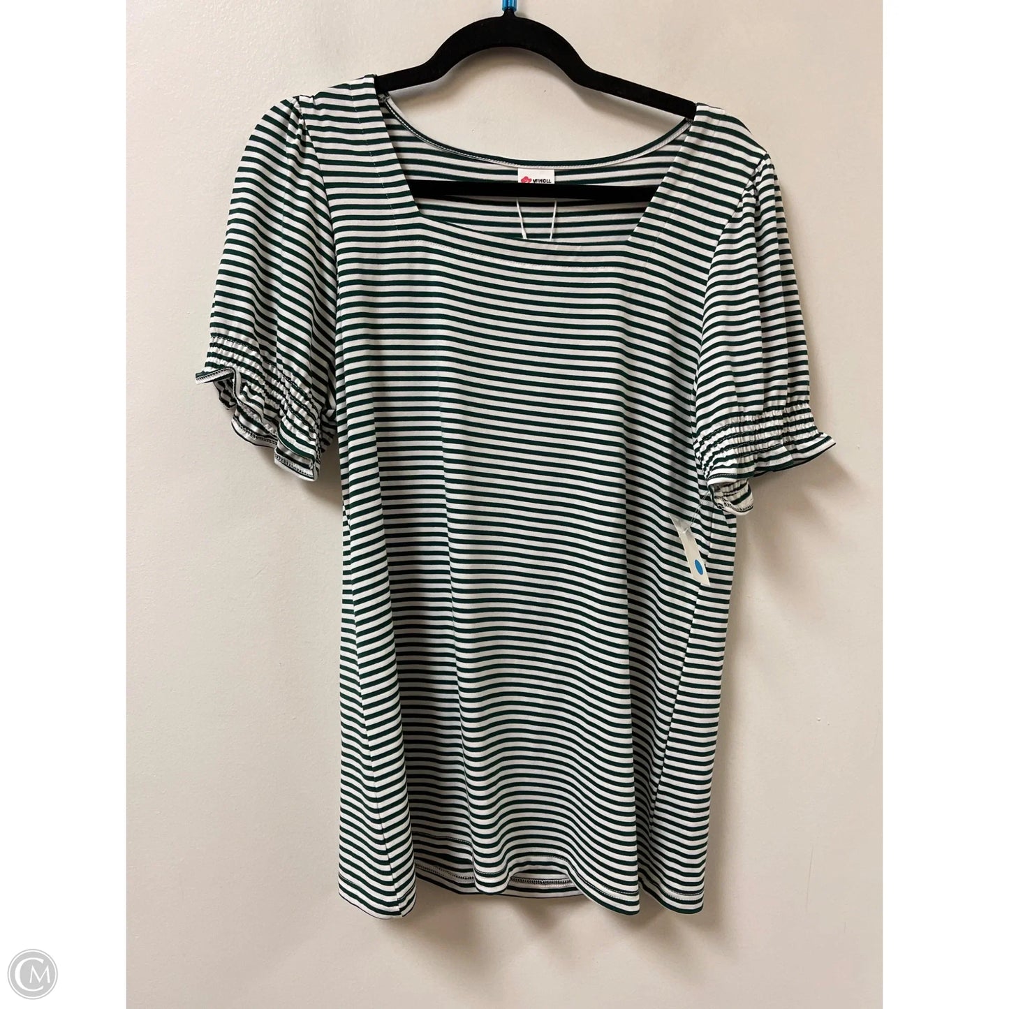 Top Short Sleeve By Clothes Mentor In Green & White, Size: M