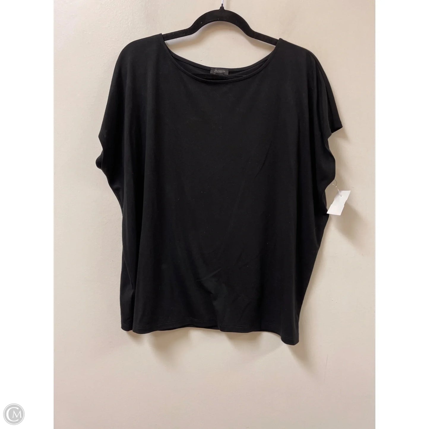 Top Short Sleeve By Ann Taylor In Black, Size: L
