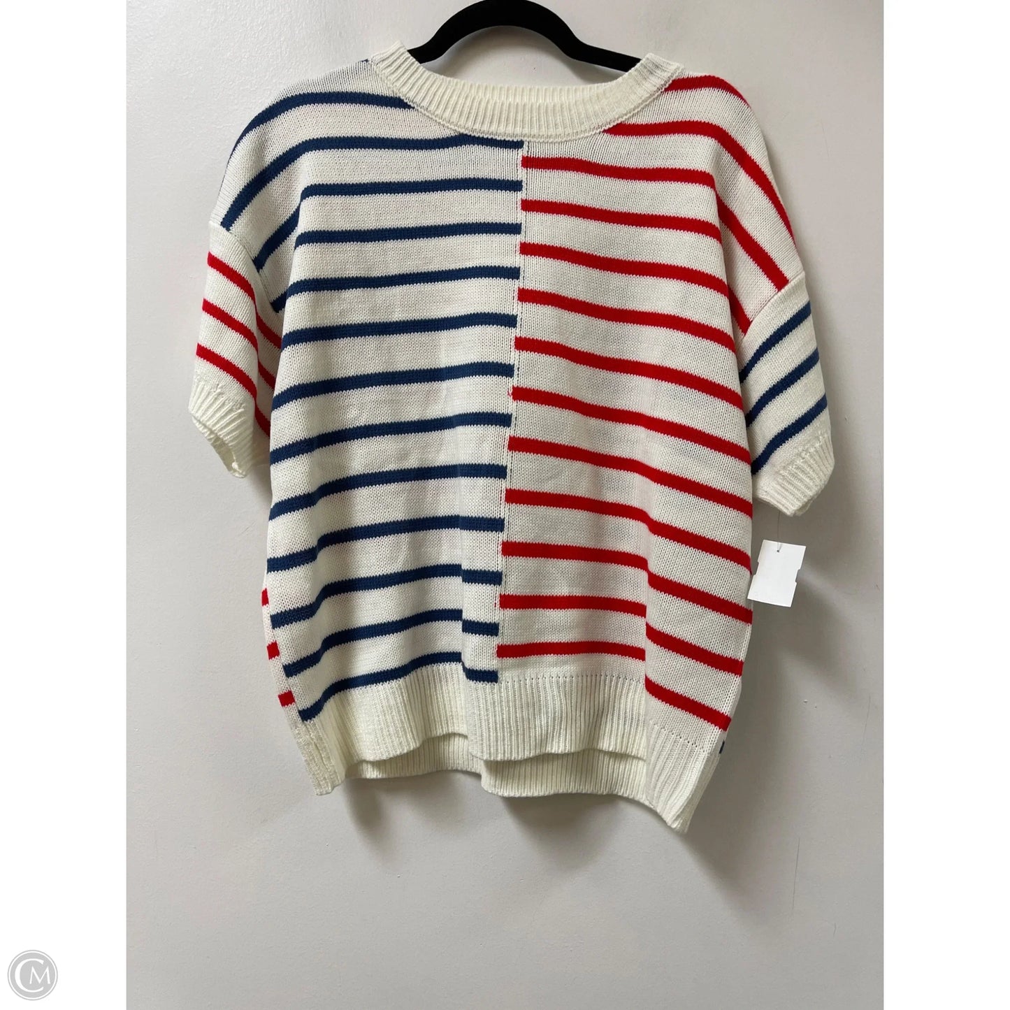 Sweater Short Sleeve By Haptics In Blue & Red & White, Size: M
