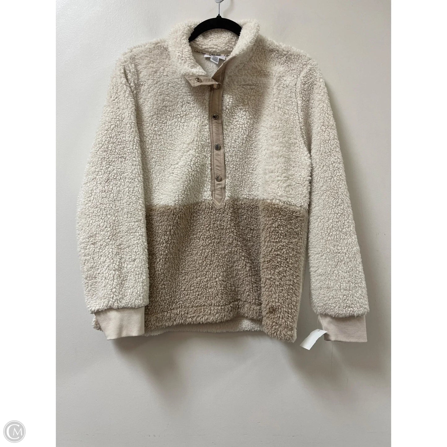 Sweatshirt Collar By Calvin Klein In Cream, Size: M