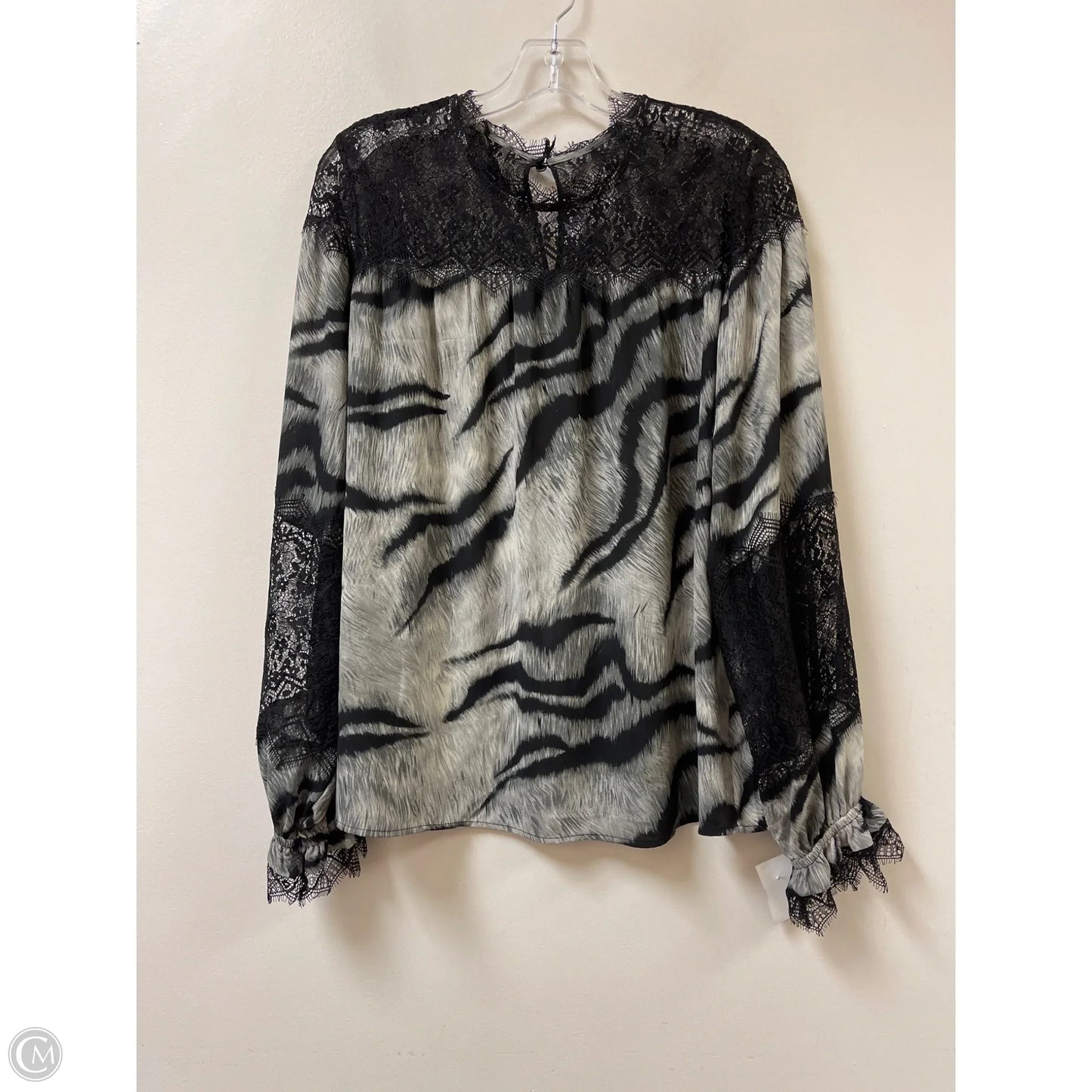 Top Long Sleeve By White House Black Market In Black & Grey, Size: L