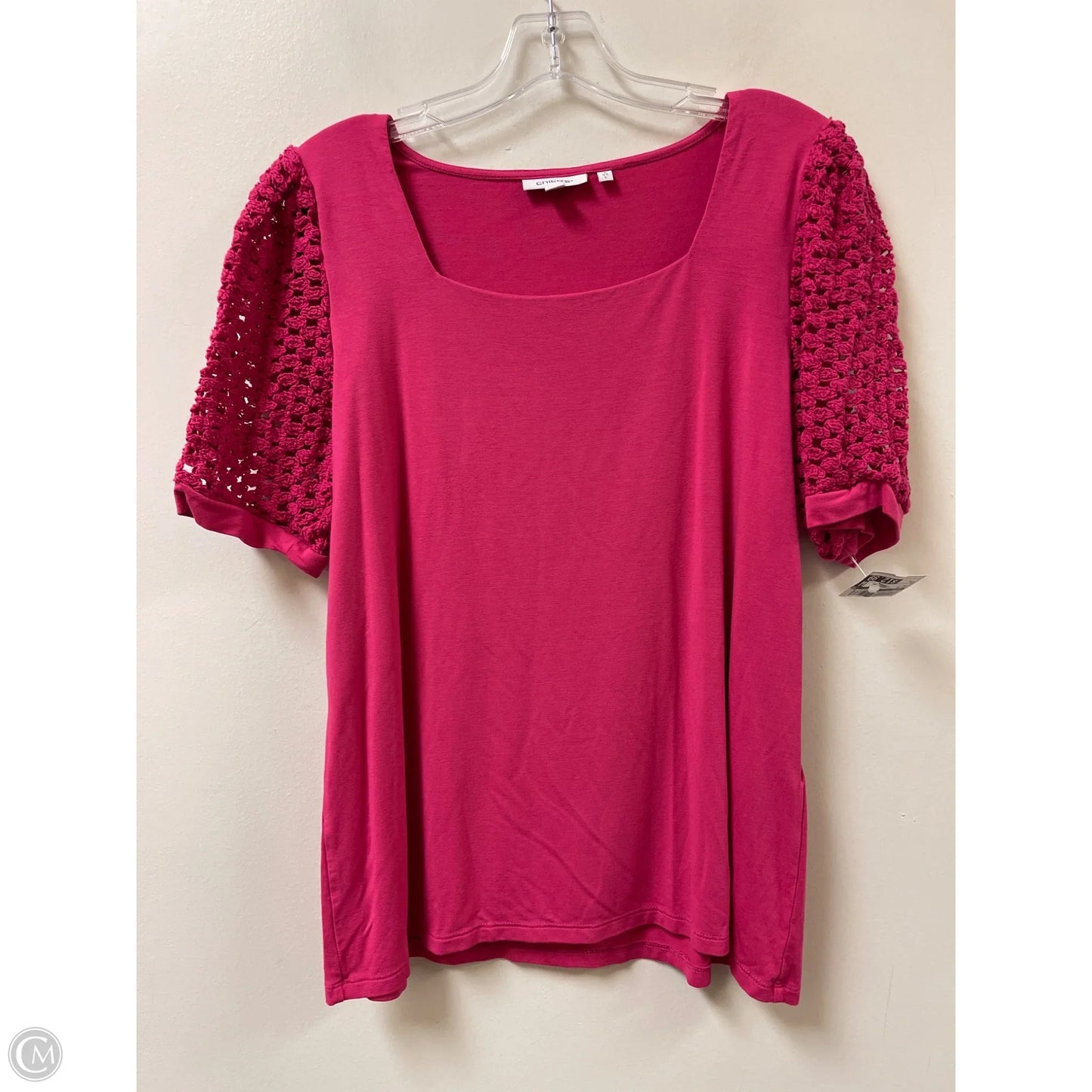 Top Short Sleeve By Chicos In Pink, Size: L