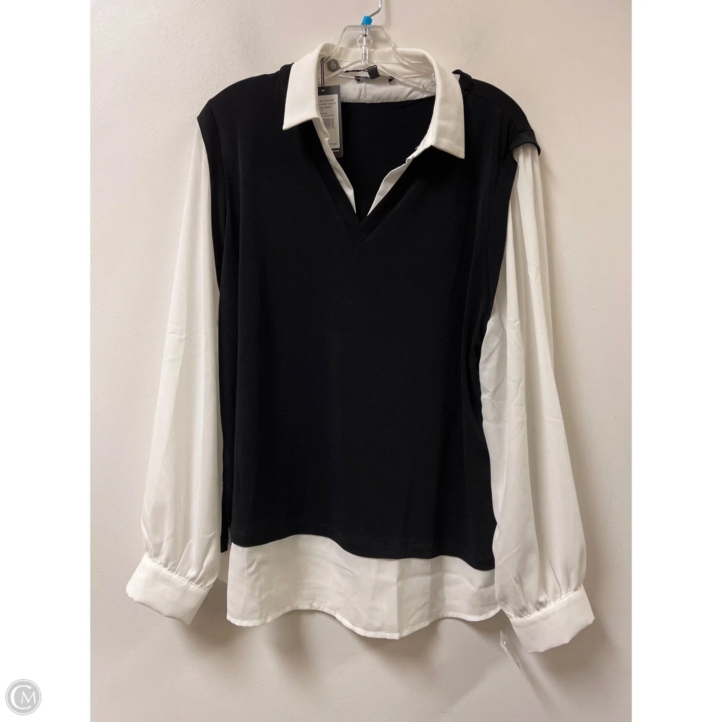 Top Long Sleeve By Adrianna Papell In Black & White, Size: Xl