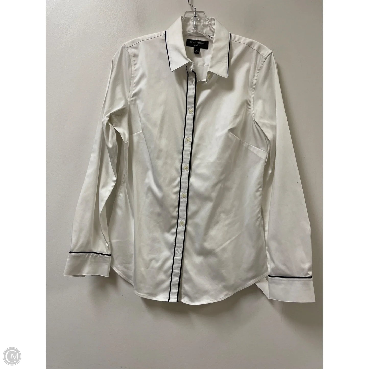 Blouse Long Sleeve By Banana Republic In White, Size: S