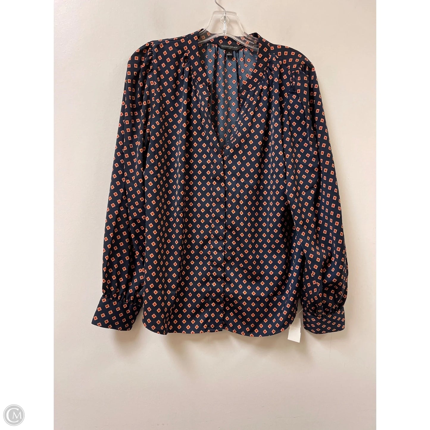 Top Long Sleeve By Banana Republic In Navy, Size: L