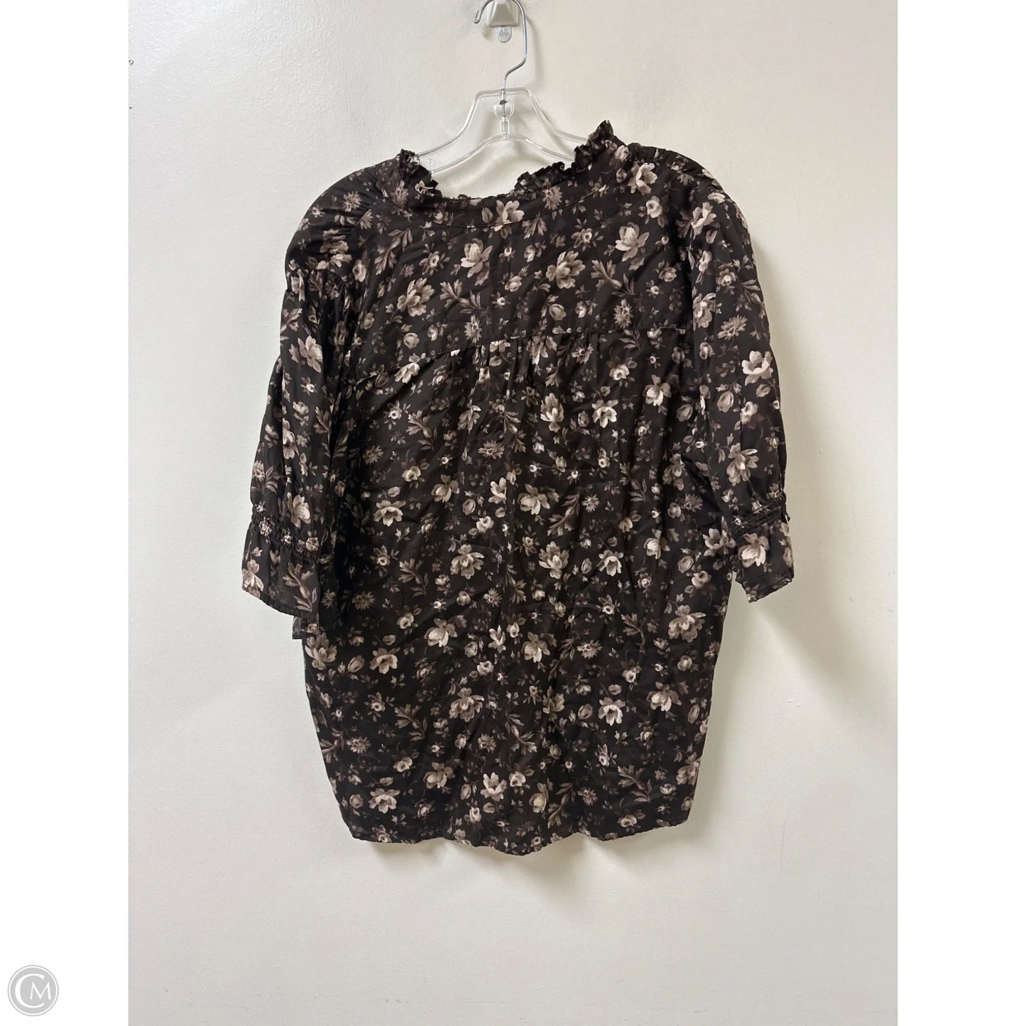 Blouse Short Sleeve By Gap In Brown, Size: L