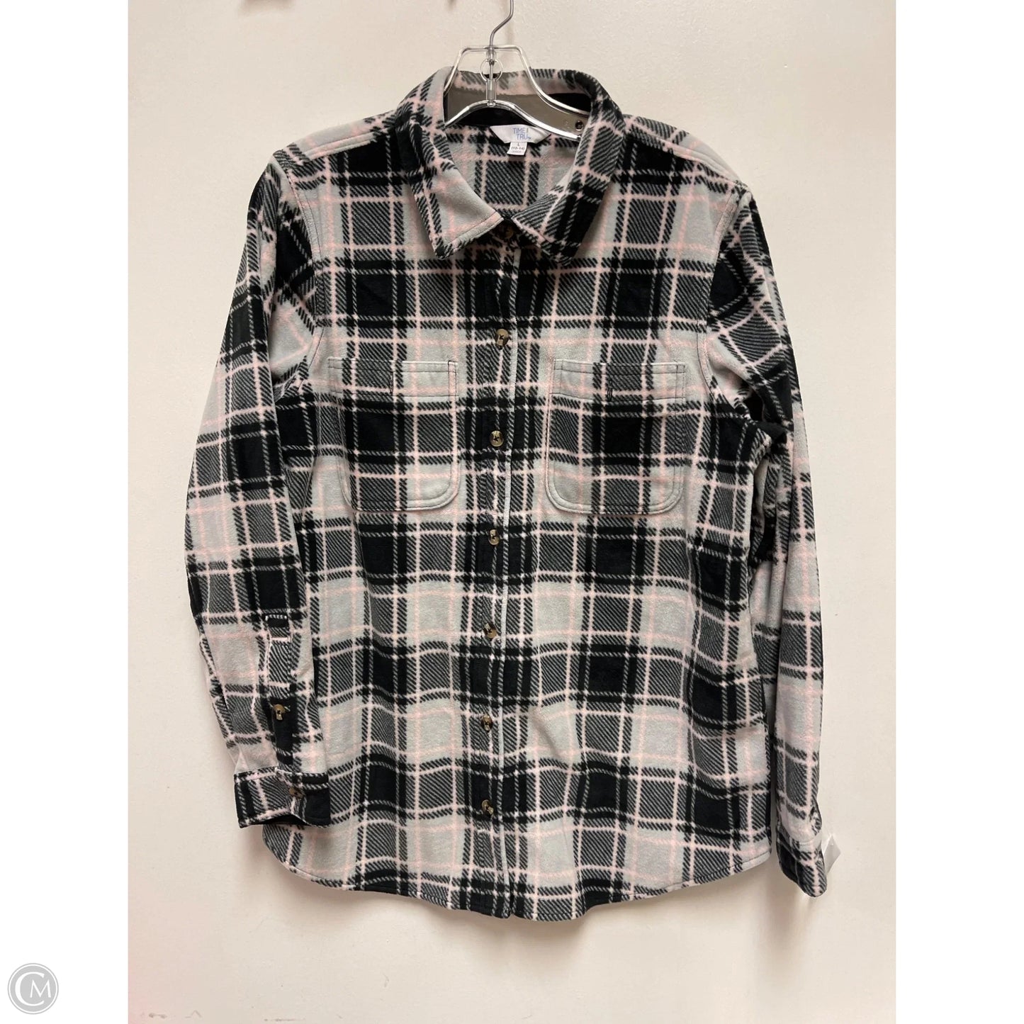 Jacket Shirt By Time And Tru In Grey & Pink, Size: L