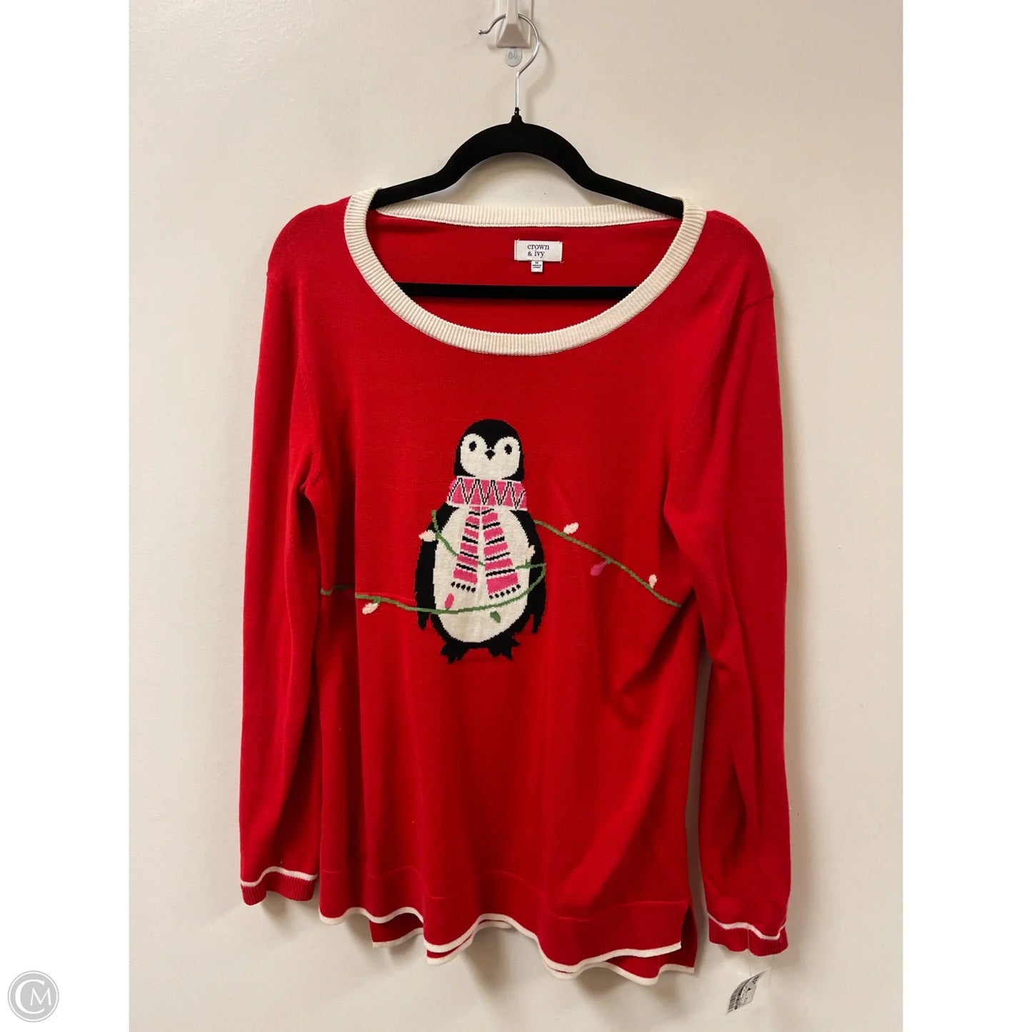 Sweater By Crown And Ivy In Red & White, Size: M