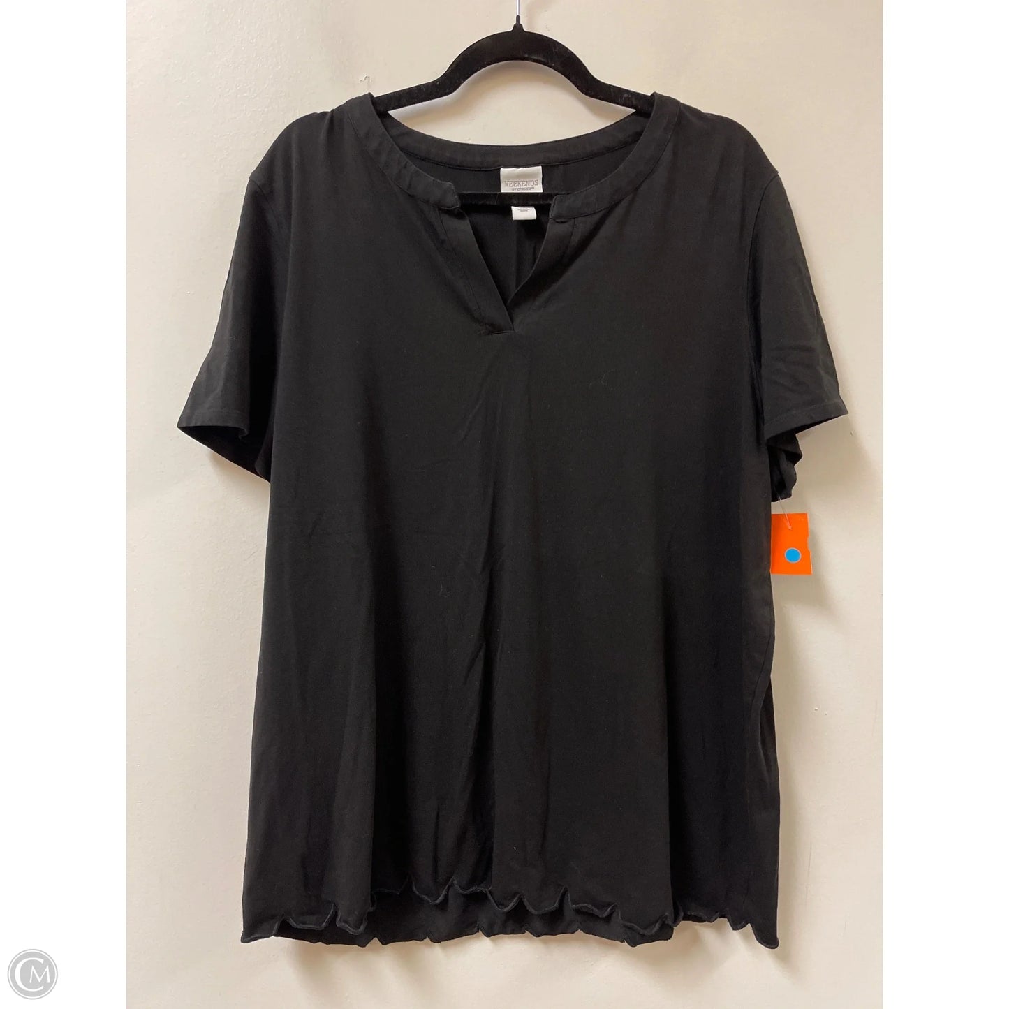 Top Short Sleeve By Chicos In Black, Size: 1x