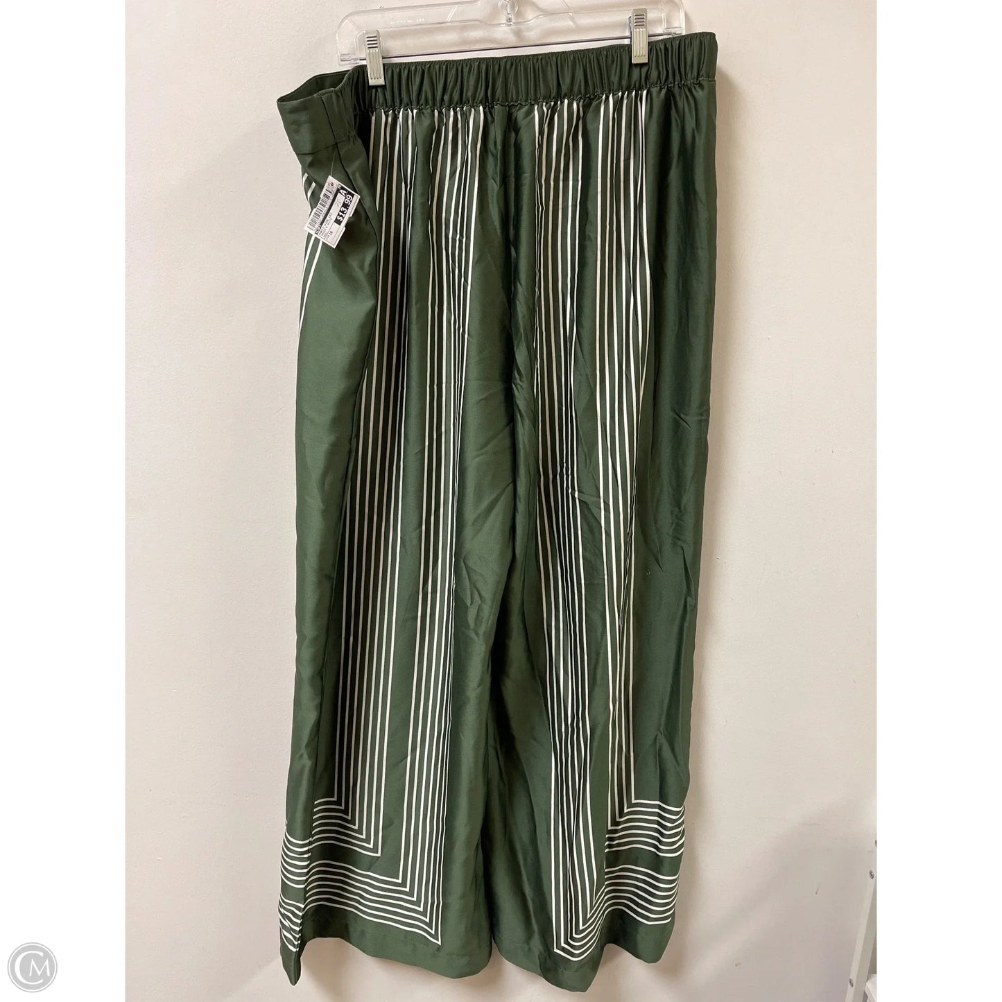 Pants Wide Leg By Loft In Green & White, Size: 16