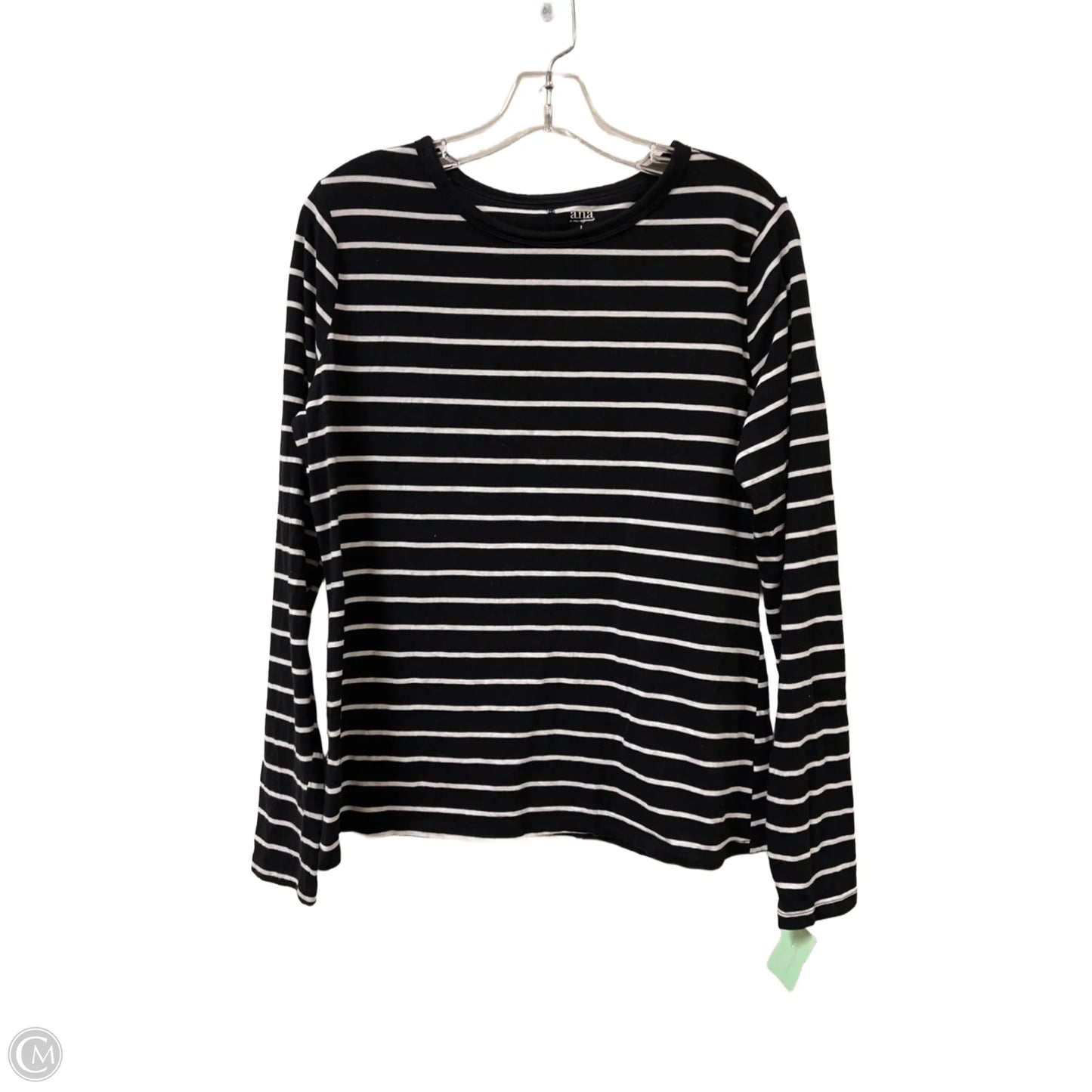 Top Long Sleeve By Ana In Black & White, Size: L