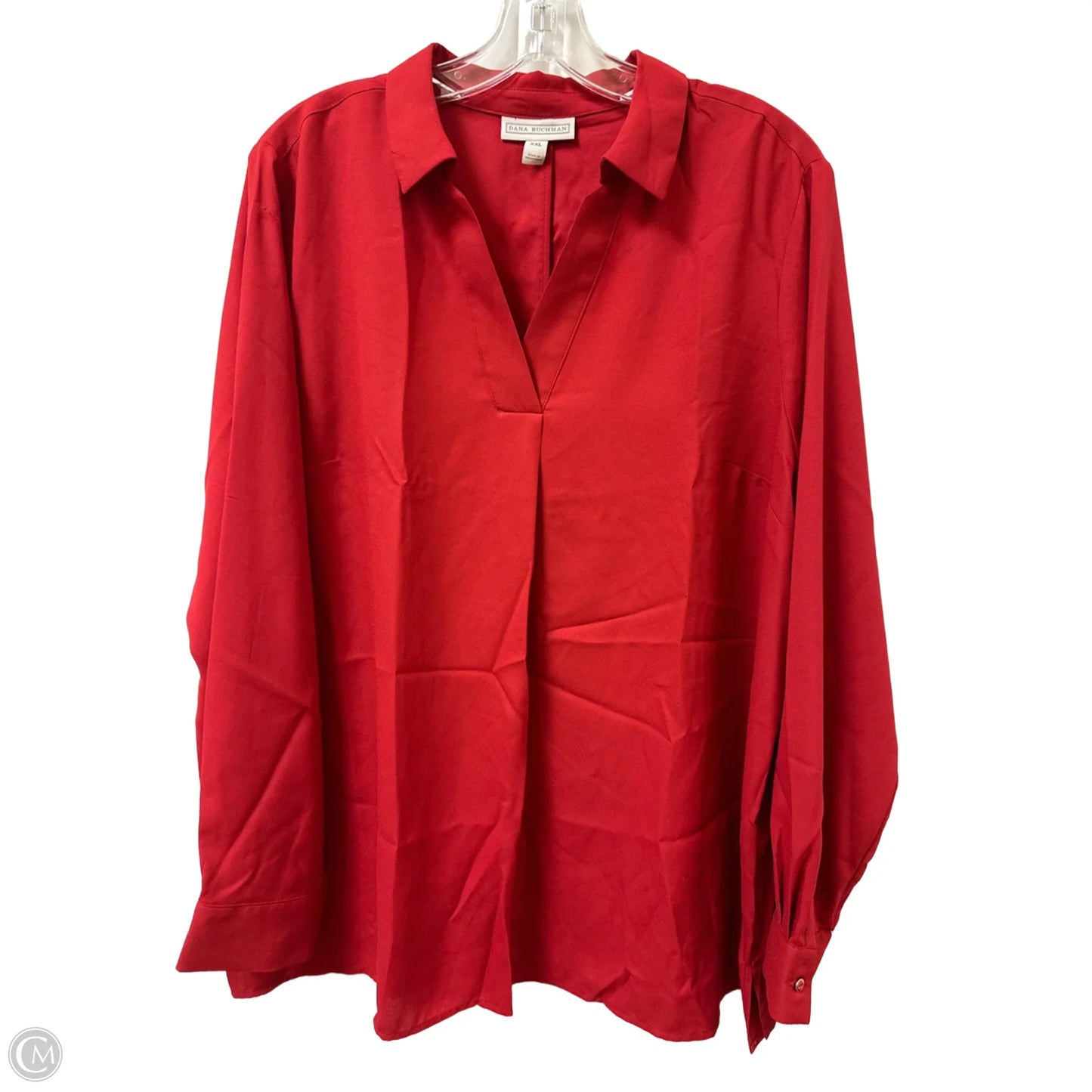 Blouse Long Sleeve By Dana Buchman In Red, Size: 1x