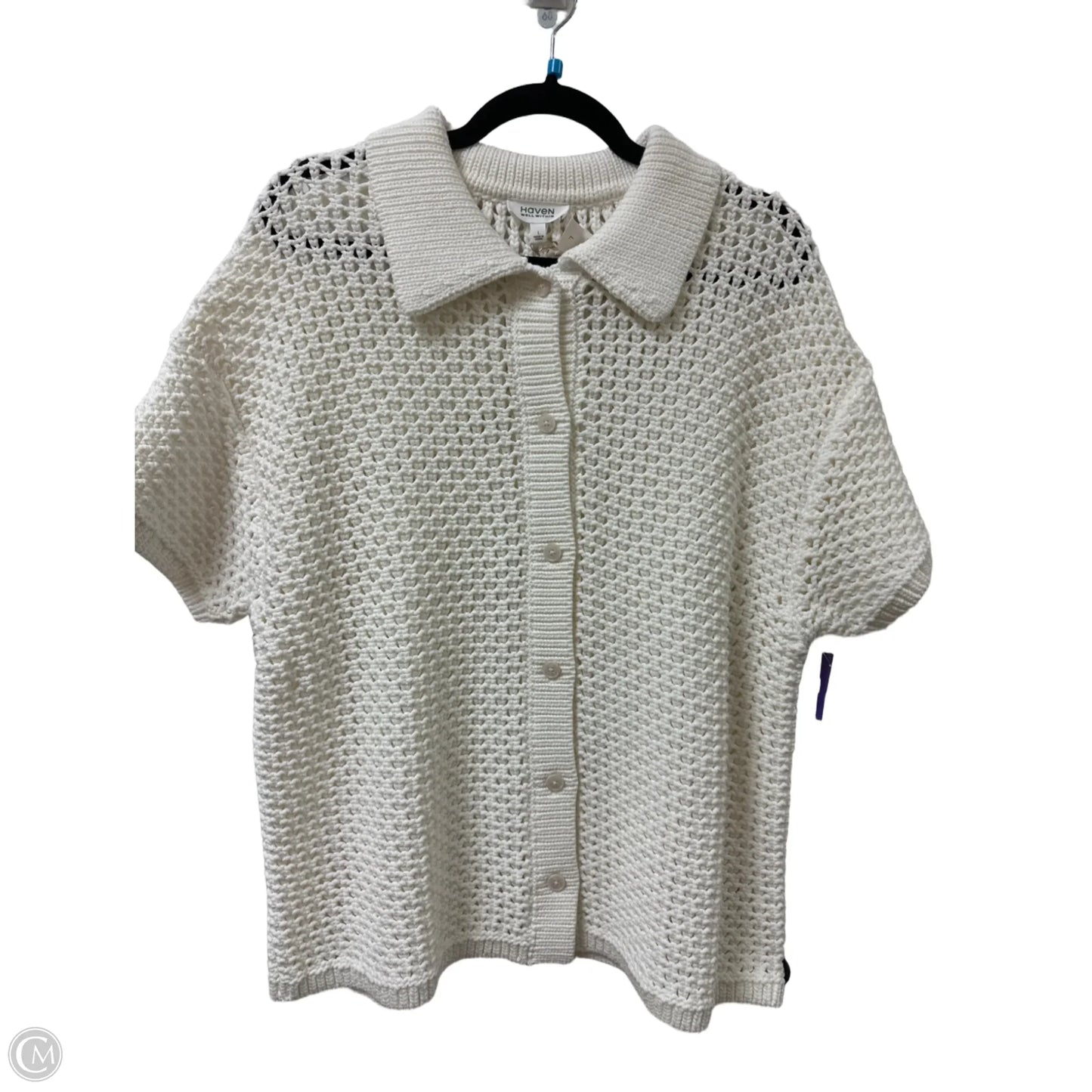 Sweater Short Sleeve By Clothes Mentor In Cream, Size: L