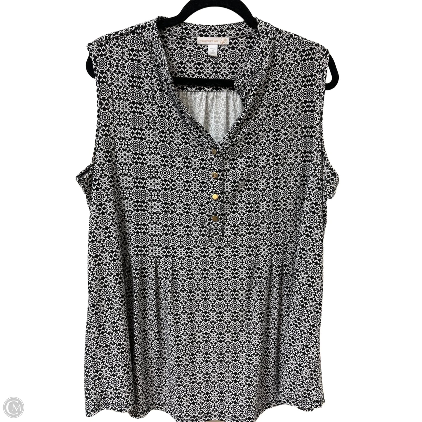 Top Sleeveless By Westport In Black & White, Size: 1x