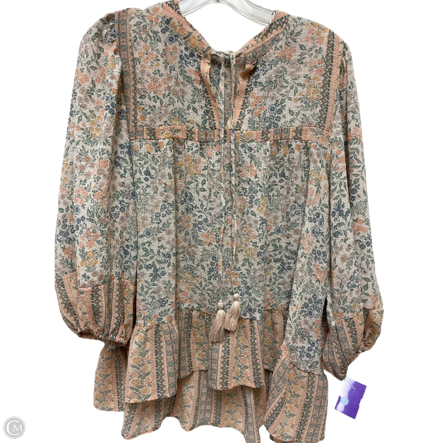 Top Long Sleeve By Blu Pepper In Floral Print, Size: L