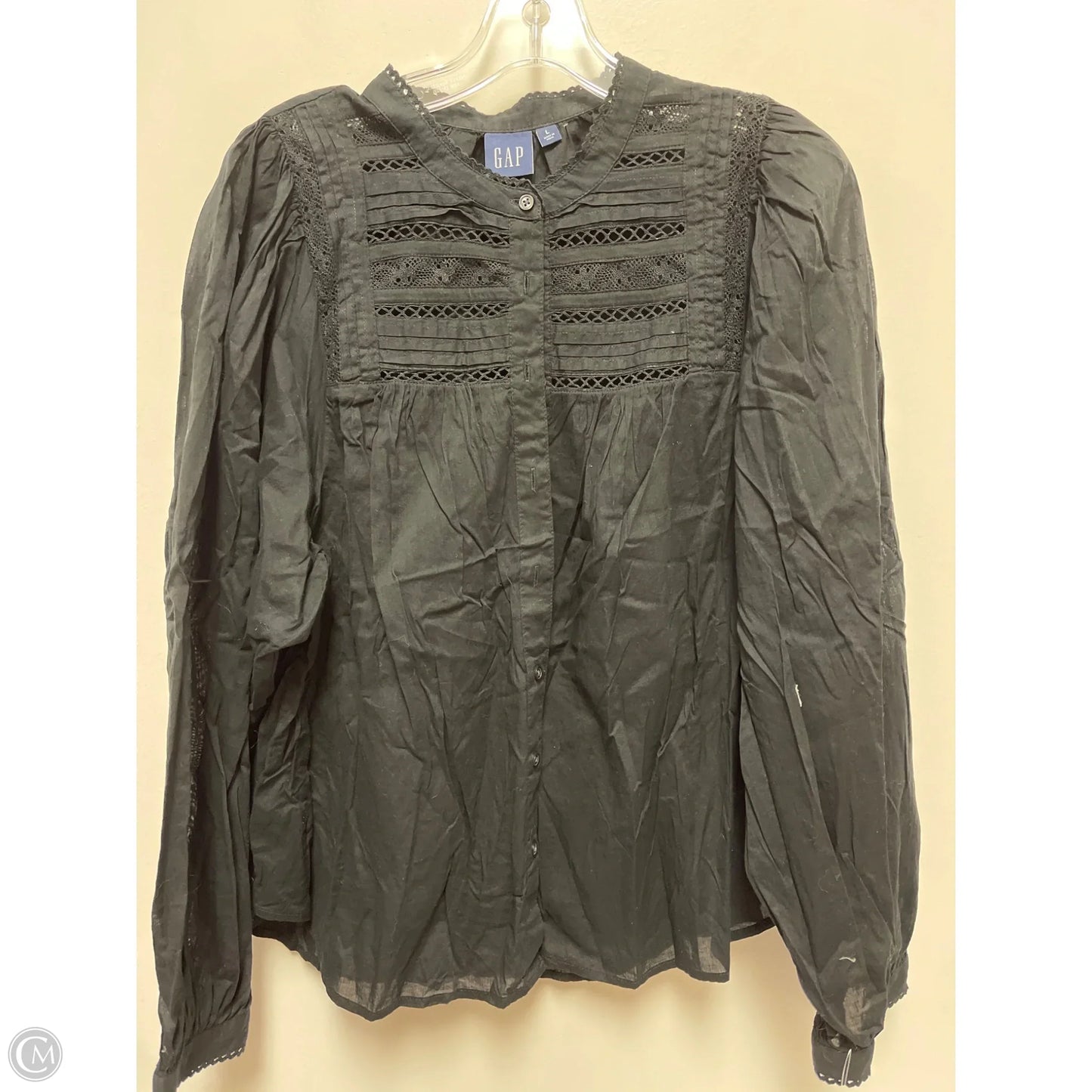 Blouse Long Sleeve By Gap In Black, Size: L