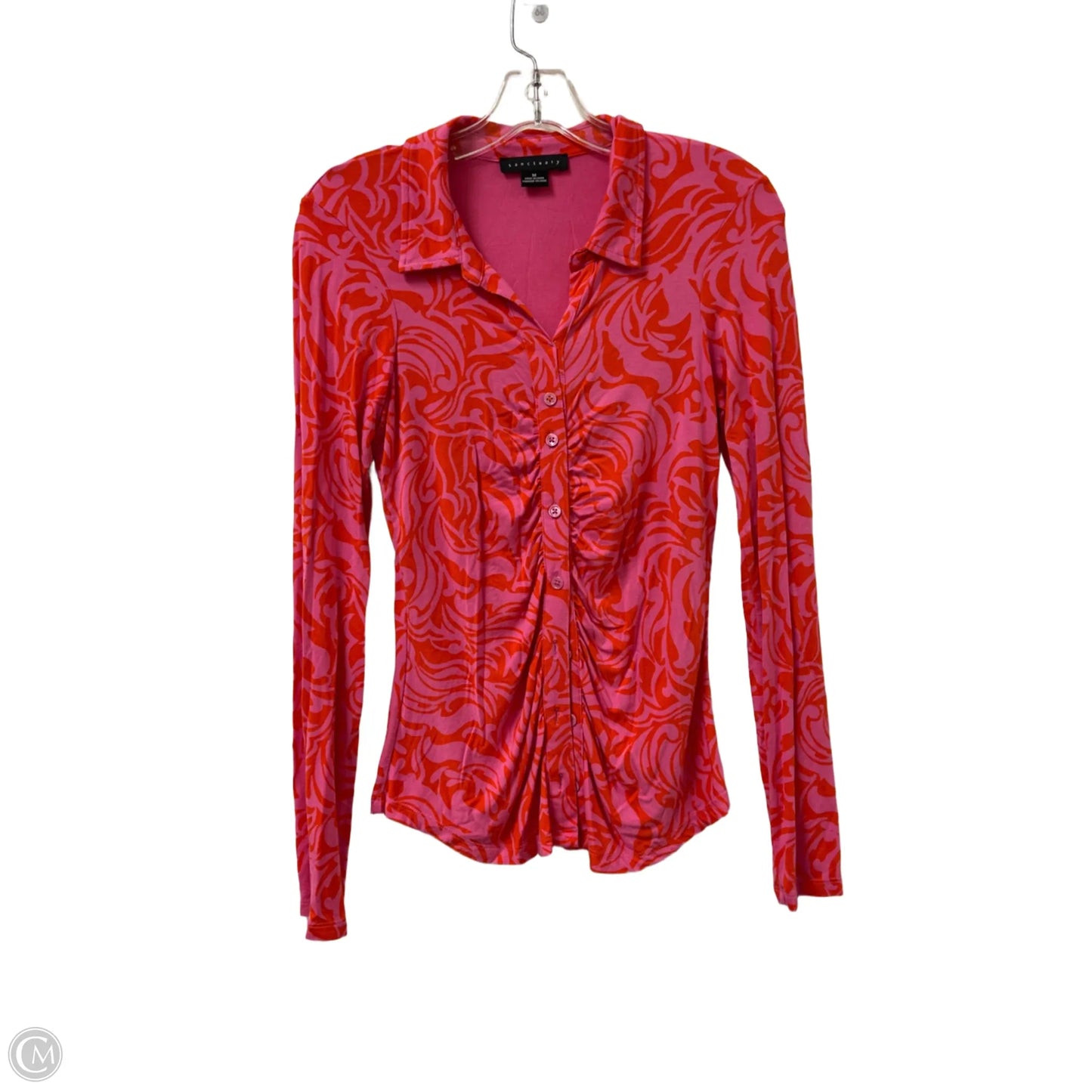 Blouse Long Sleeve By Sanctuary In Pink & Red, Size: M