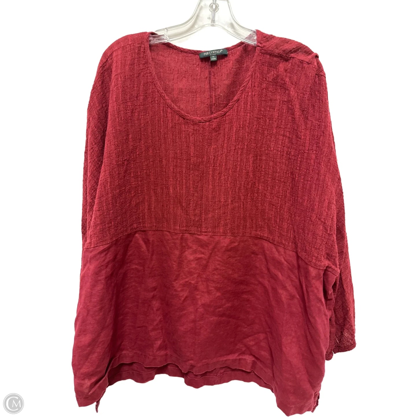 Top Long Sleeve By For Cynthia In Red, Size: 1x