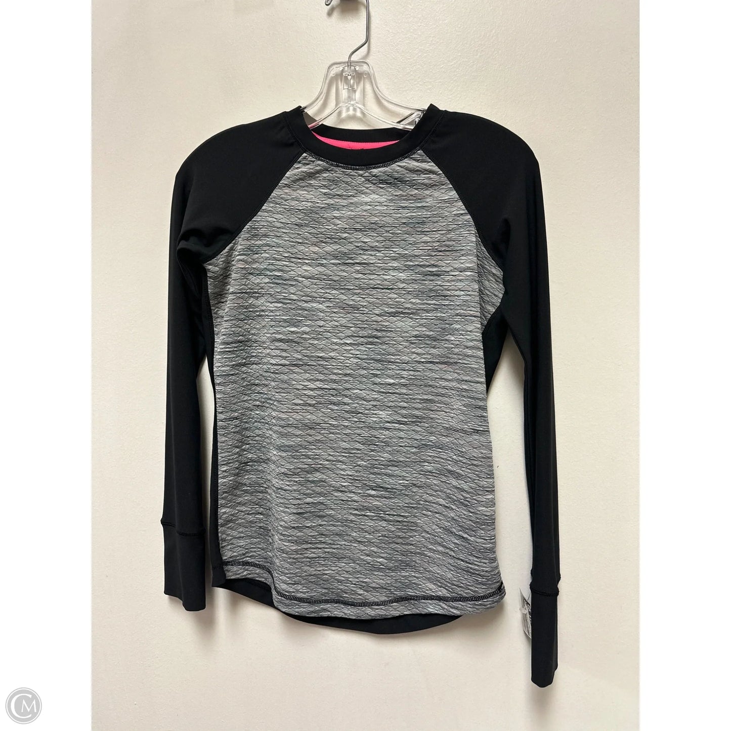 Athletic Top Long Sleeve Crewneck By Clothes Mentor In Black & Grey, Size: Xs