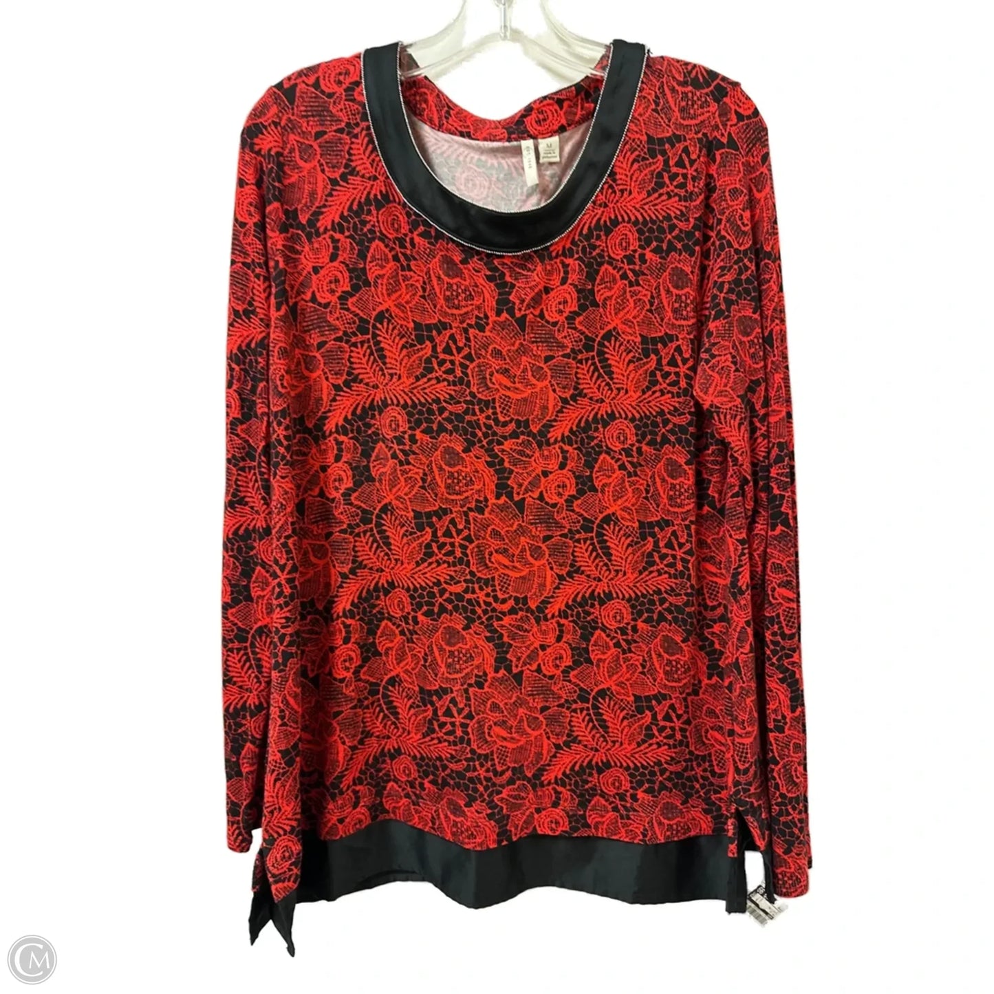 Top Long Sleeve By Cato In Black & Red, Size: M