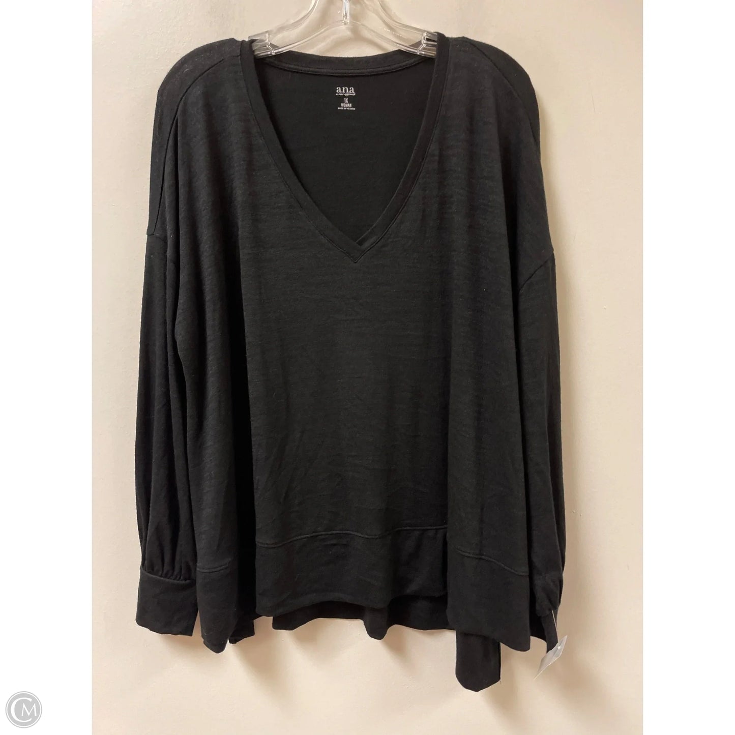 Top Long Sleeve By Ana In Black, Size: 1x
