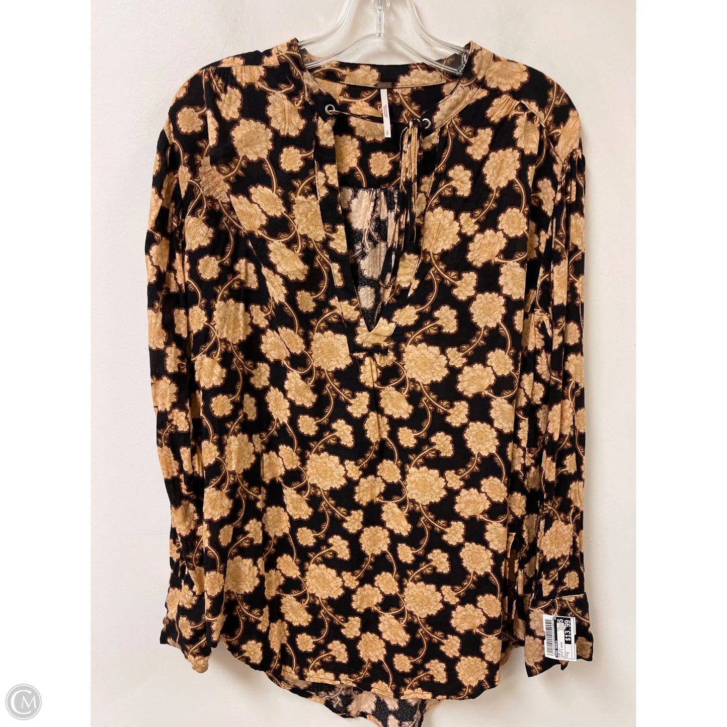 Top Long Sleeve By Free People In Black & Brown, Size: S