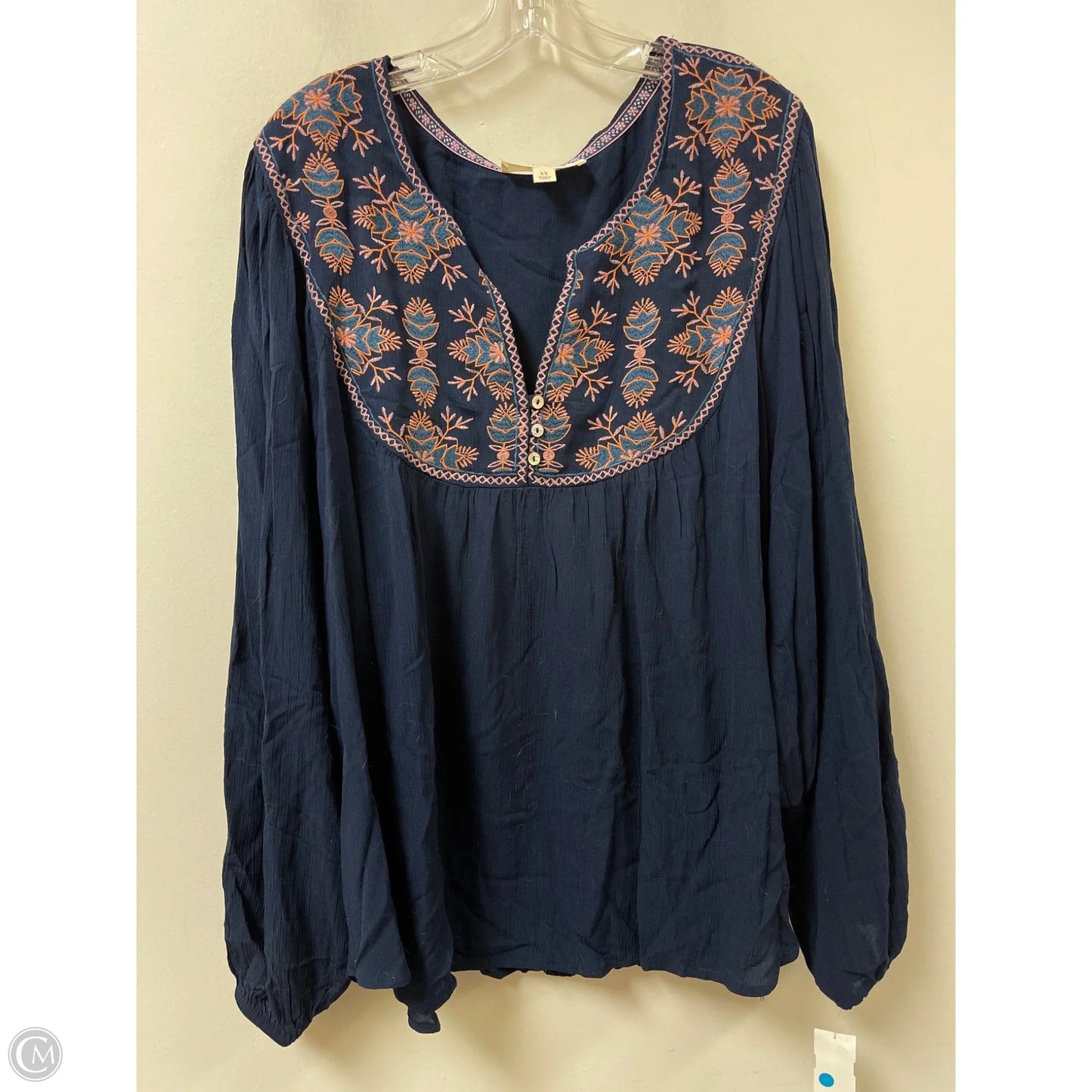 Top Long Sleeve By West Bound In Blue & Pink, Size: 3x