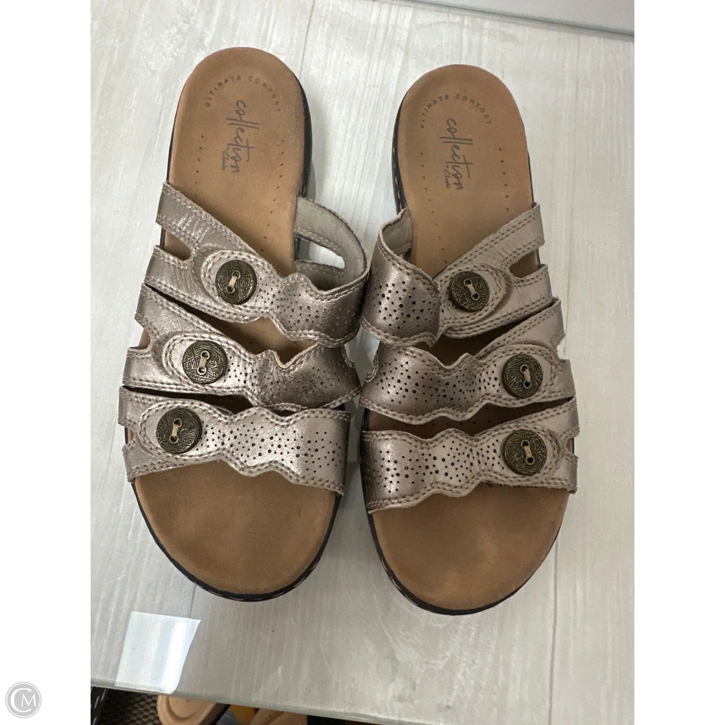 Sandals Flats By Clarks In Bronze, Size: 9.5