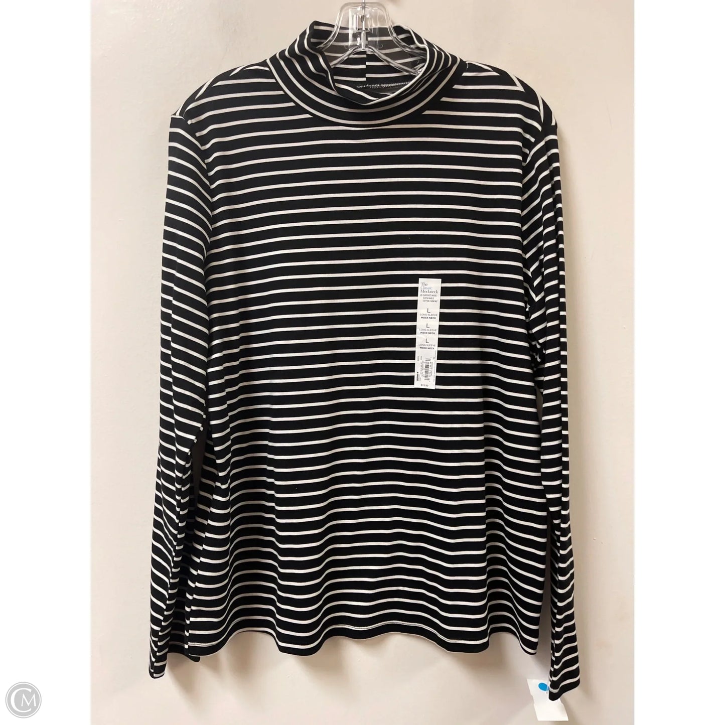 Top Long Sleeve By Croft And Barrow In Black & White, Size: L