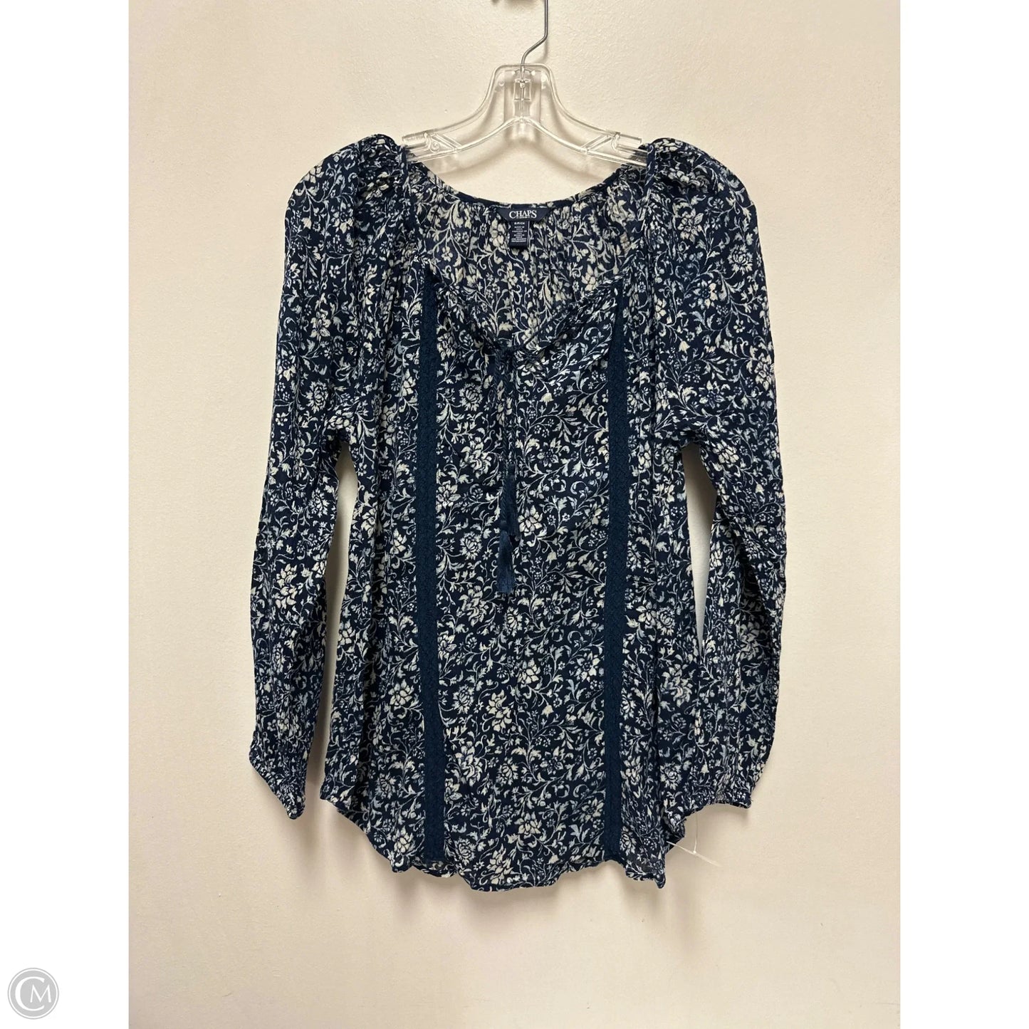 Top Long Sleeve By Chaps In Blue, Size: S