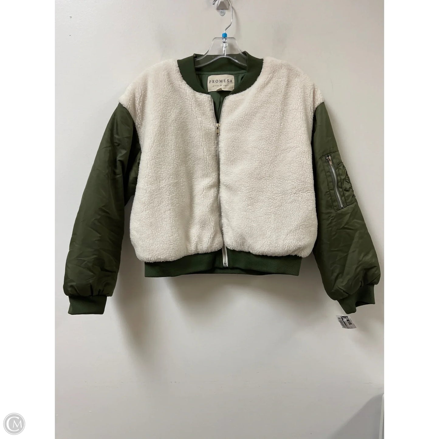 Jacket Faux Fur & Sherpa By Promesa In Green, Size: S