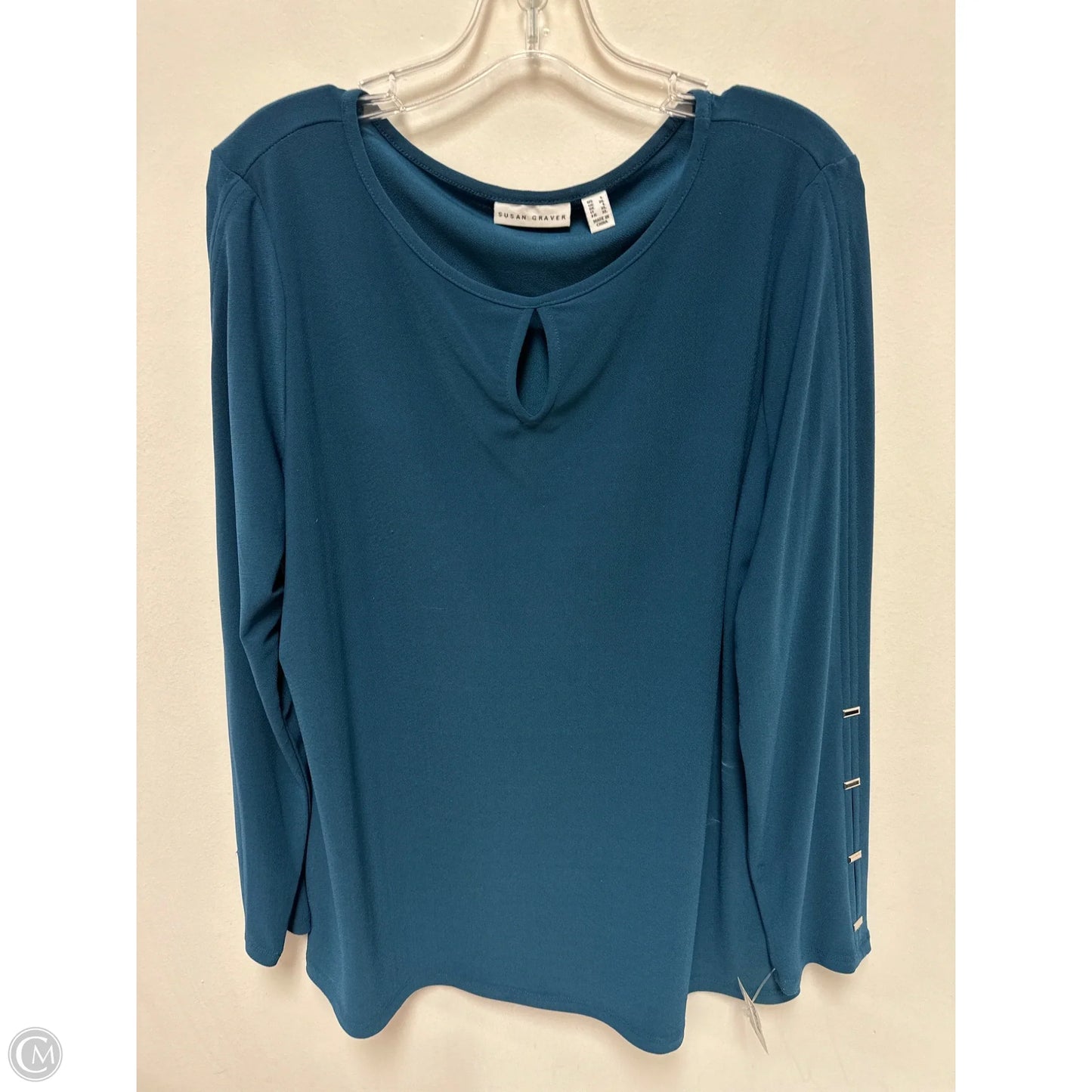 Top Long Sleeve By Susan Graver In Teal, Size: L