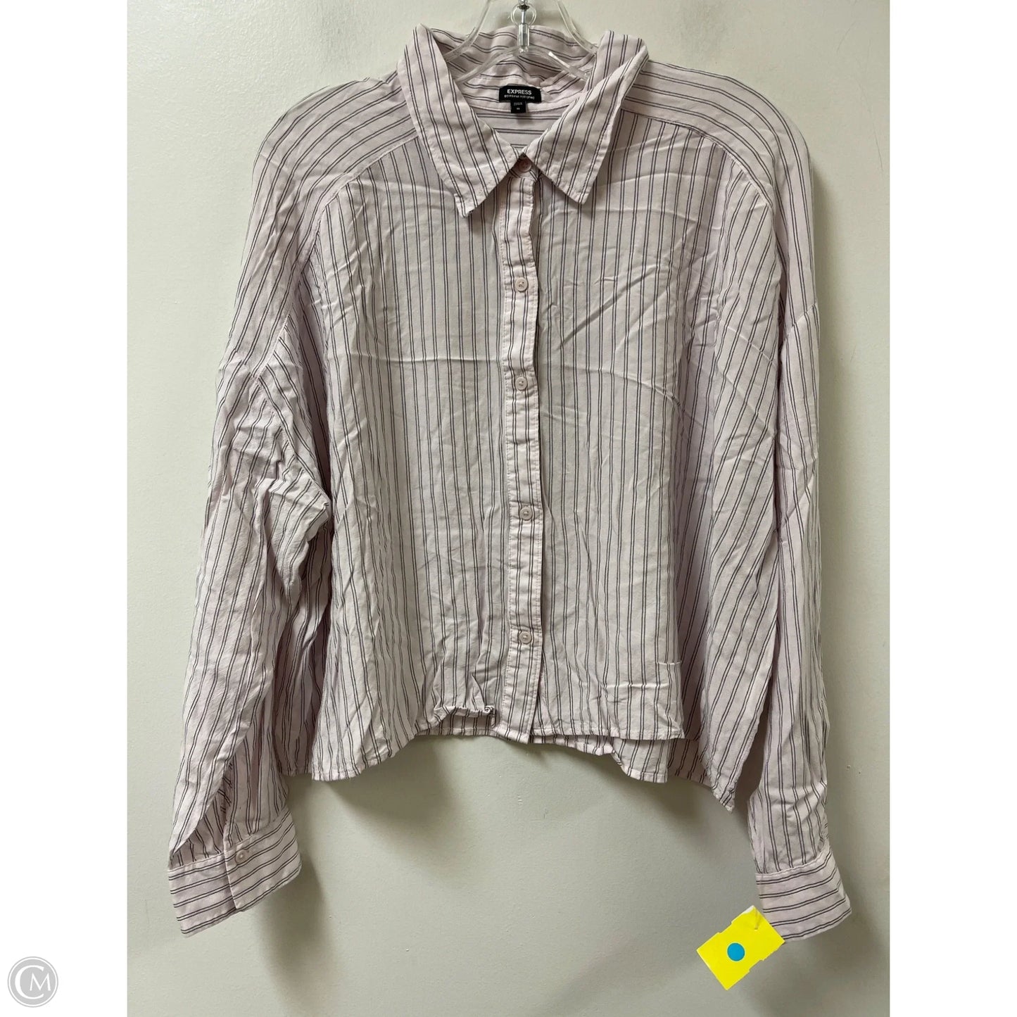 Blouse Long Sleeve By Express In Pink, Size: Xl