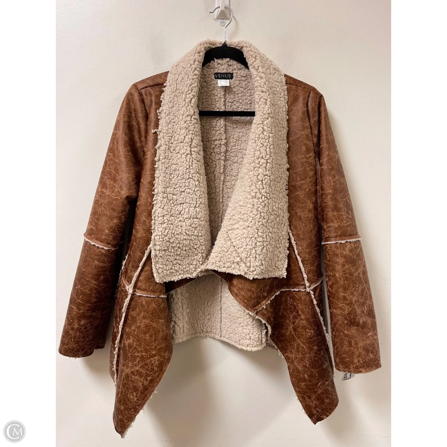 Coat Faux Fur & Sherpa By Venus In Brown, Size: S