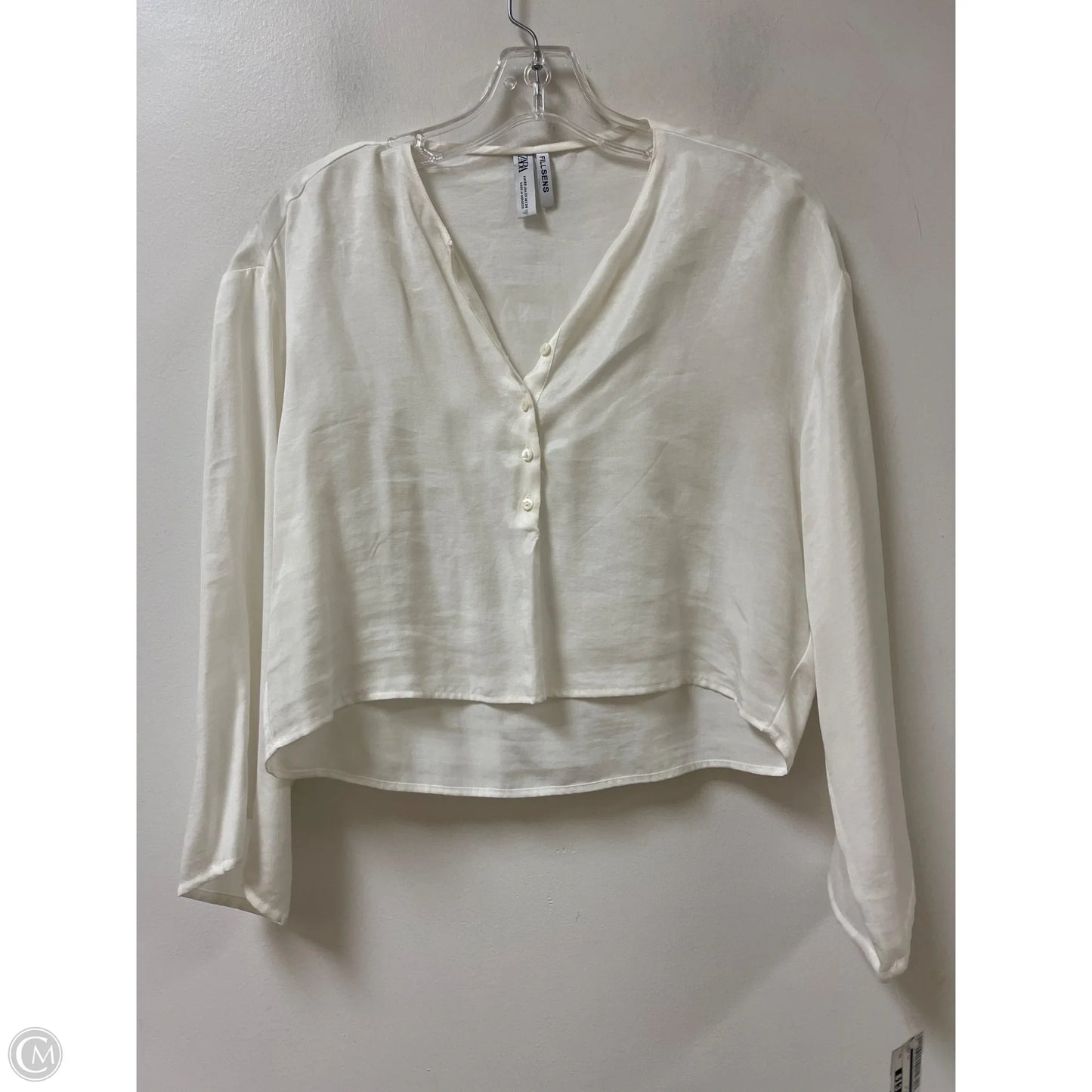 Blouse Long Sleeve By Zara In White, Size: Xs