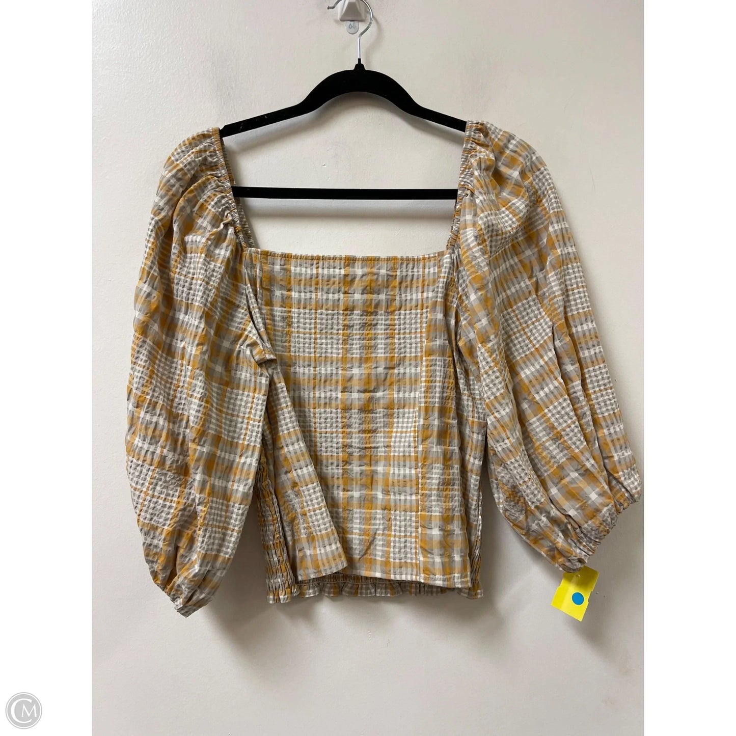 Top Long Sleeve By Maeve In Grey & Yellow, Size: S